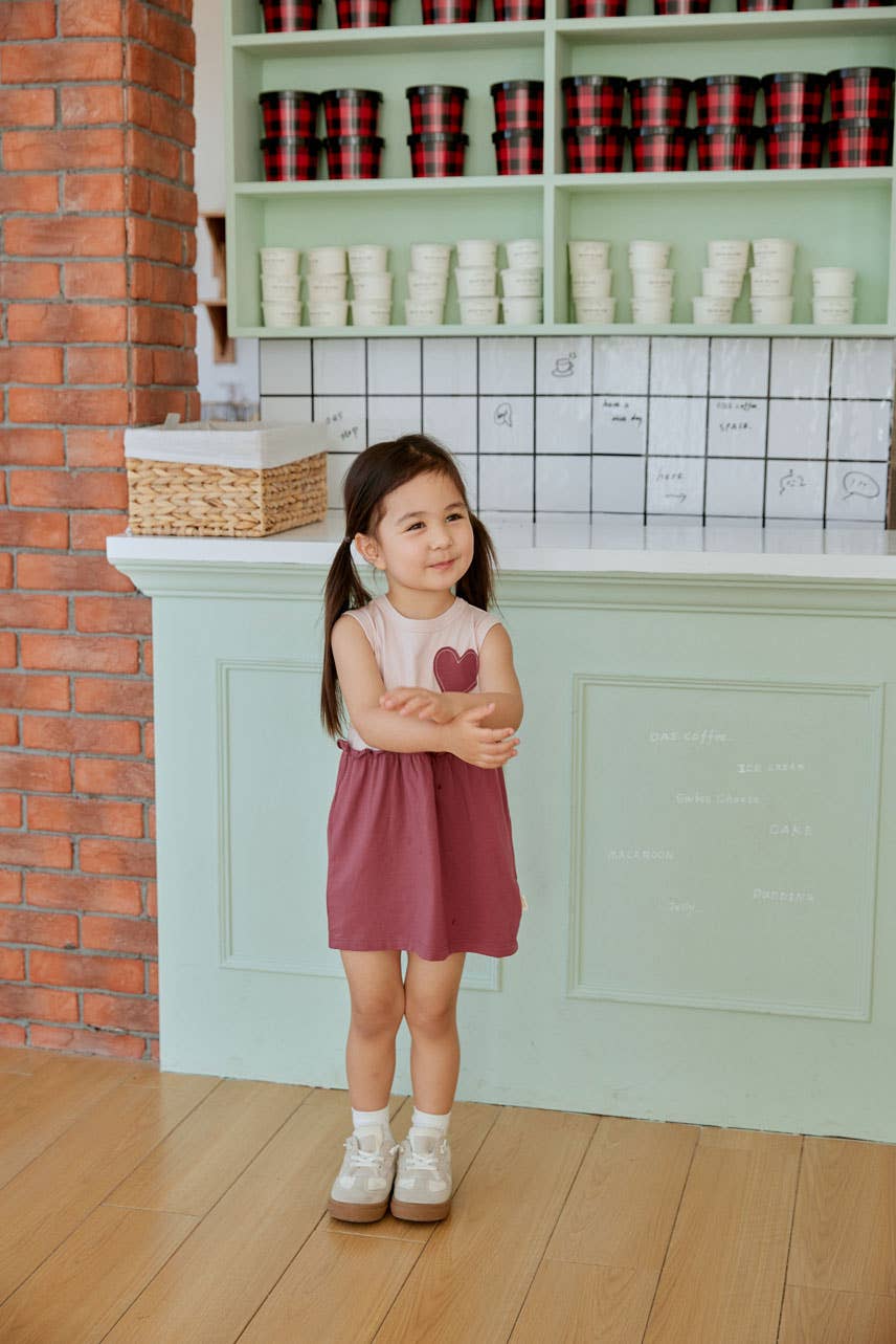 Girl Organic Tank-top Dress-Pinky Heart