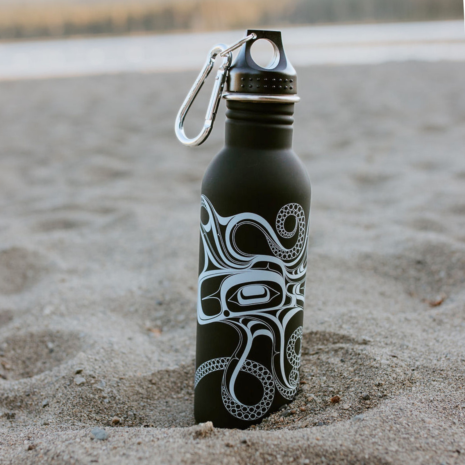 Bouteille d'eau au design autochtone contemporain (25 oz) : Poulpe