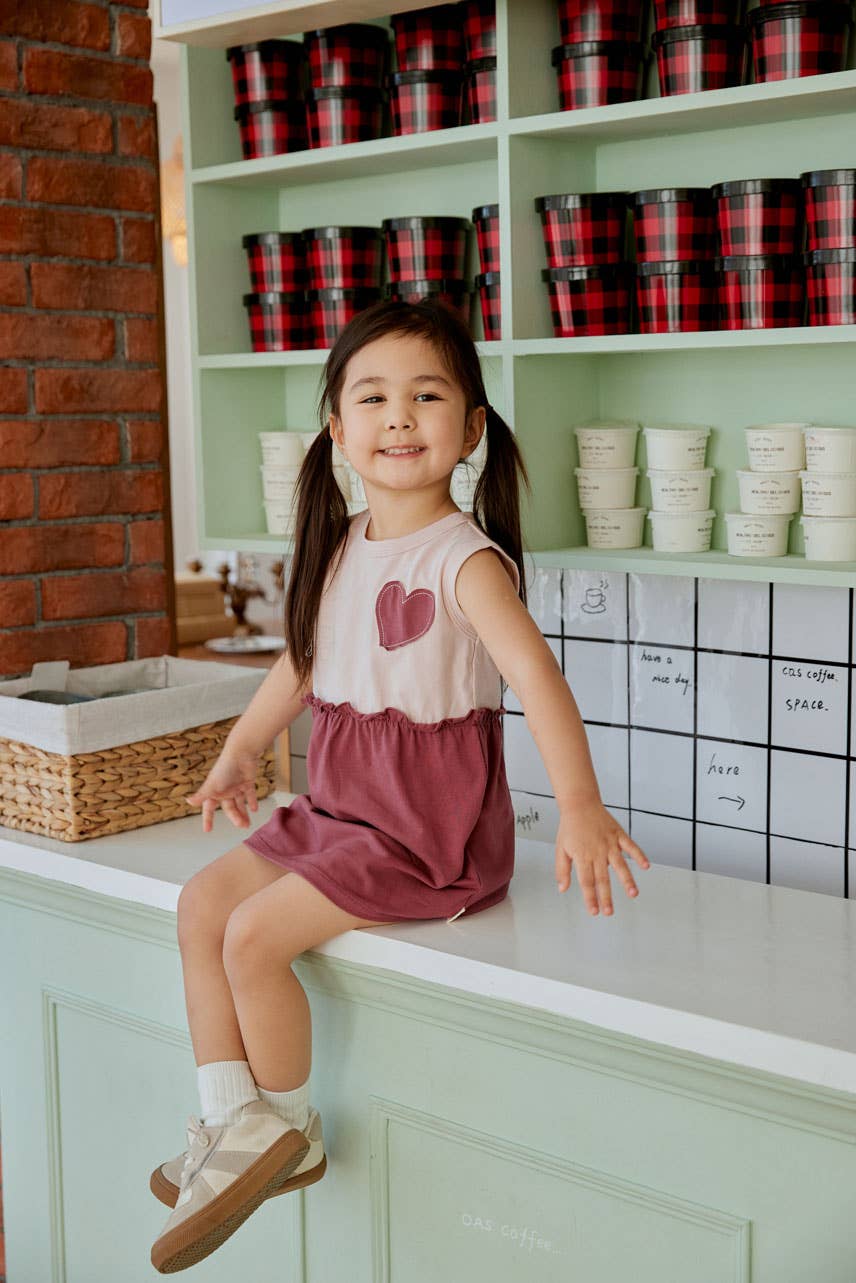 Girl Organic Tank-top Dress-Pinky Heart