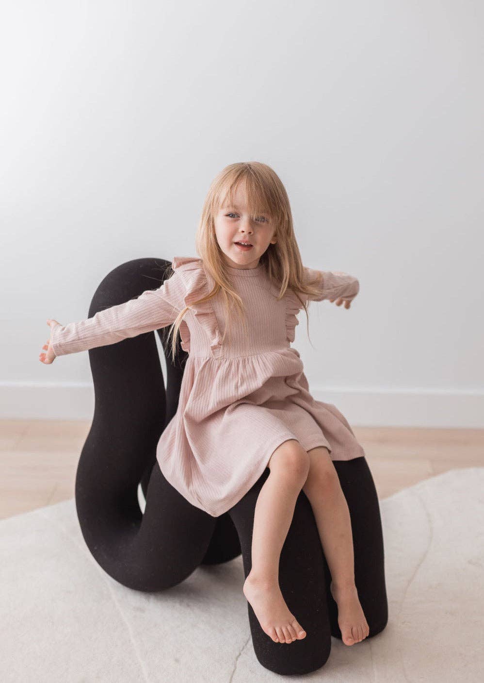 Ribbed Flutter Dress | Blush