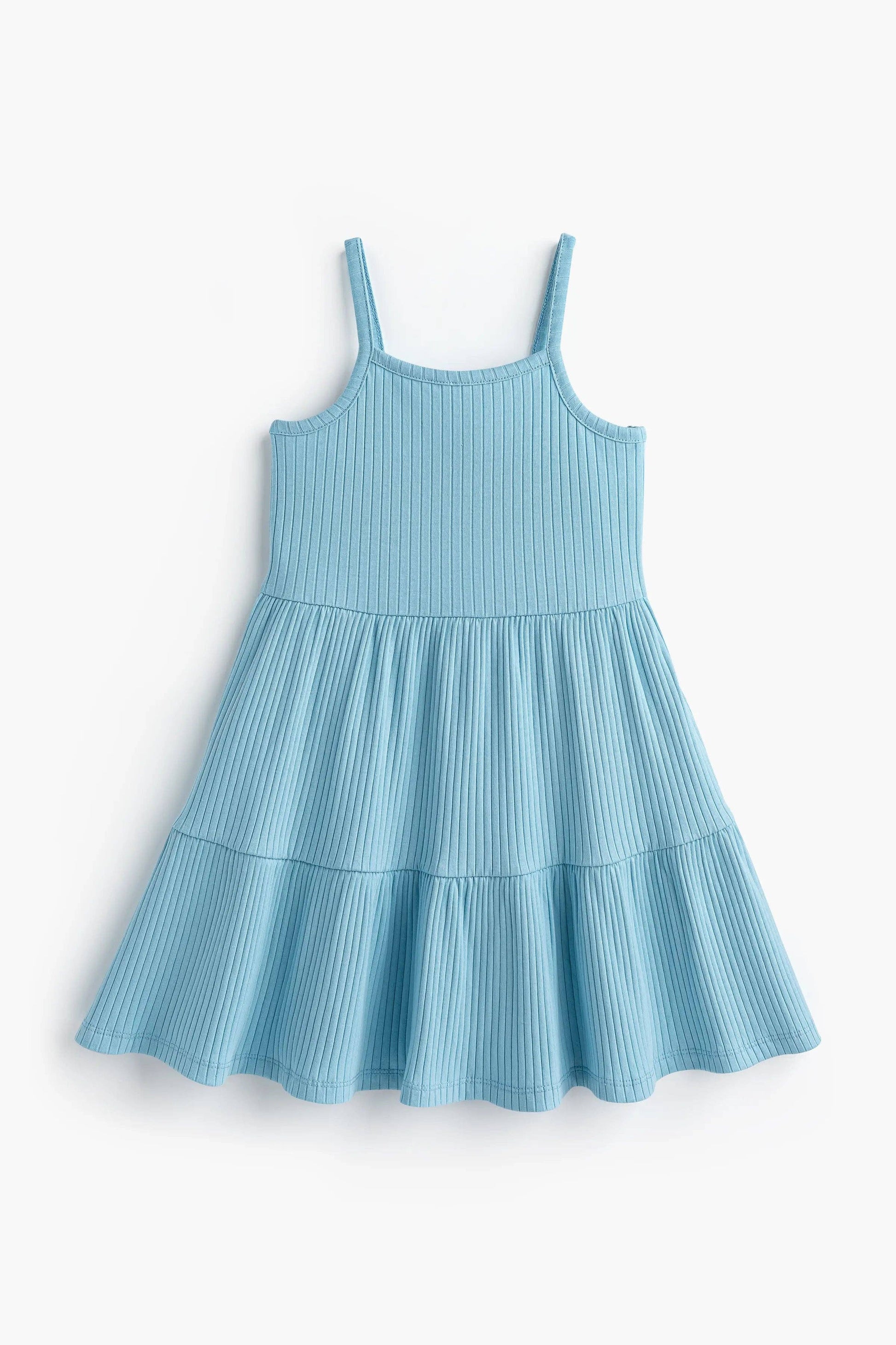 Ribbed Spaghetti Strap Dress_Light Blue