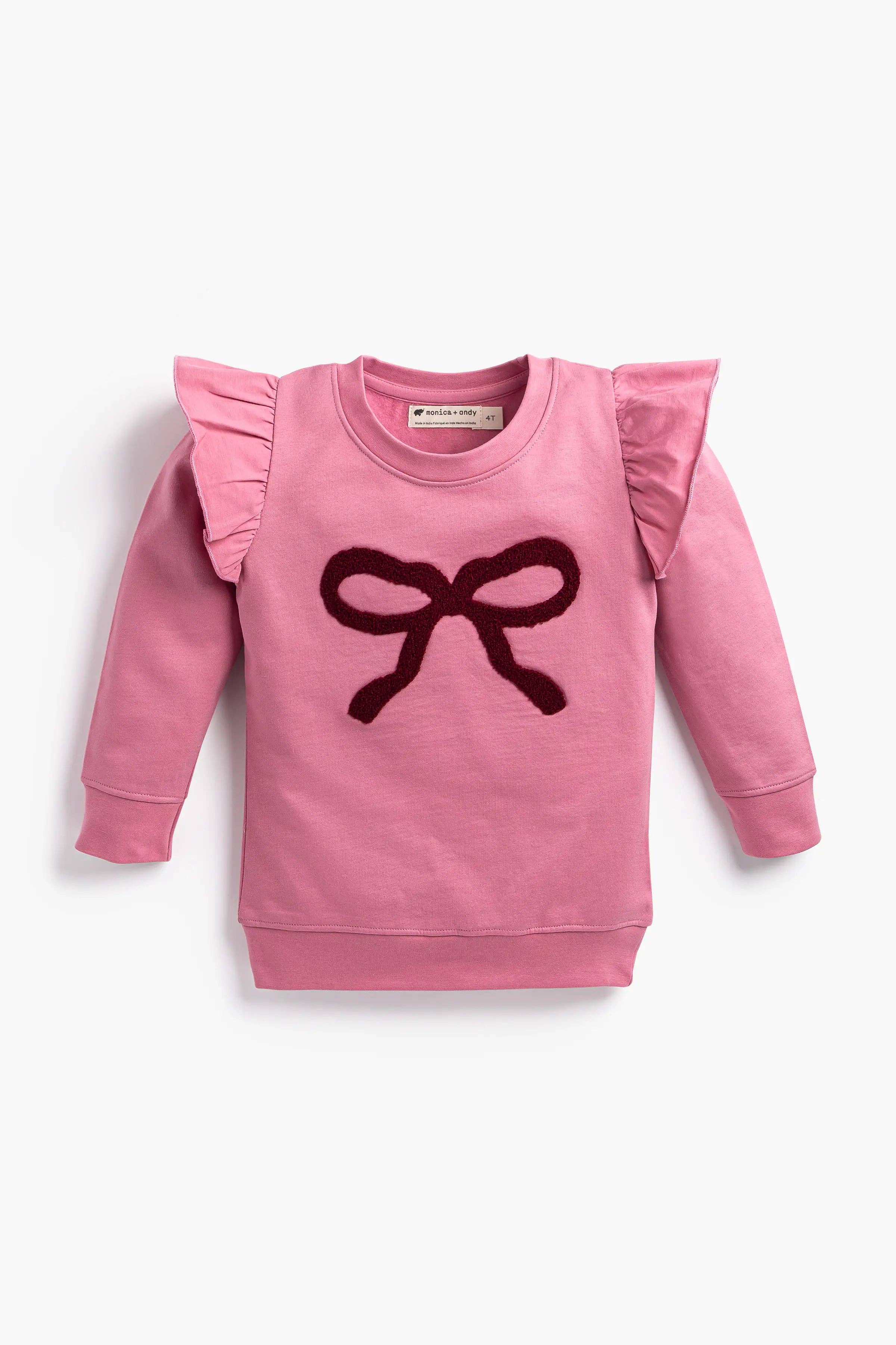 Kids Double Ruffle Sweatshirt_Pink Ribbons