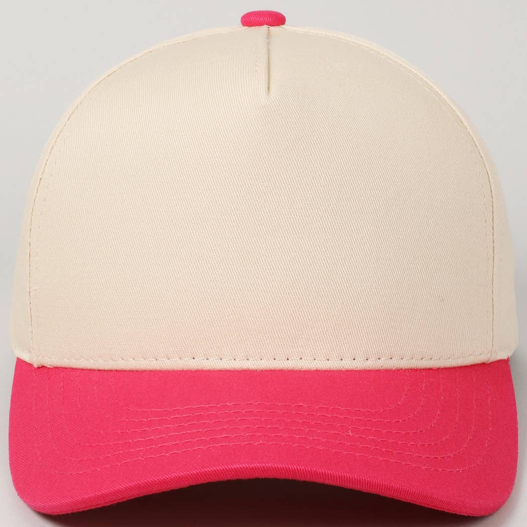 Casquette de baseball en toile de coton bicolore unie pour enfant : ROSE VIF / TAILLE UNIQUE