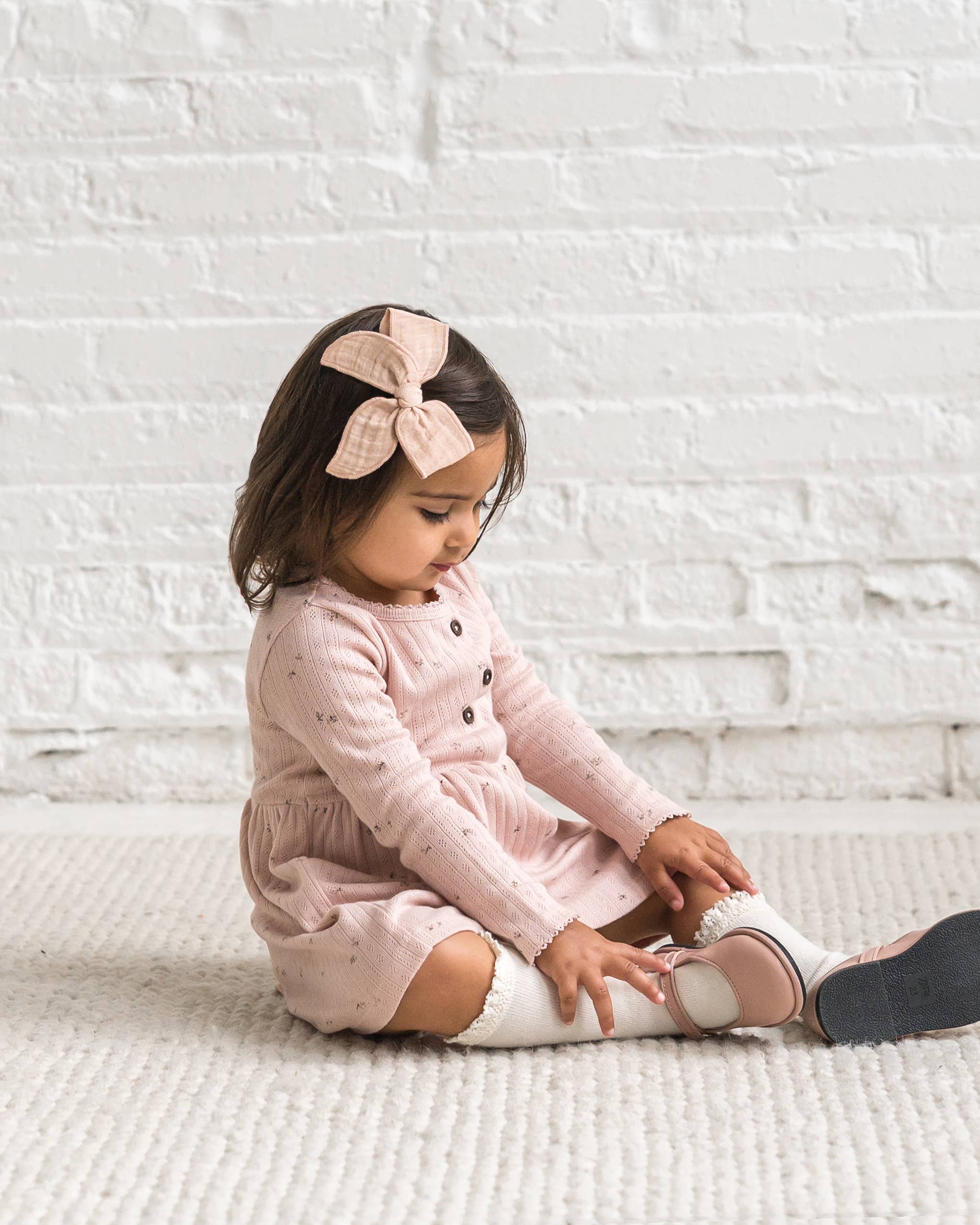 Bryn Brushed Back Pointelle Henley Dress: Haran Floral