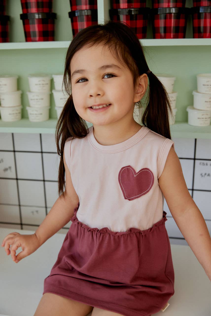 Girl Organic Tank-top Dress-Pinky Heart