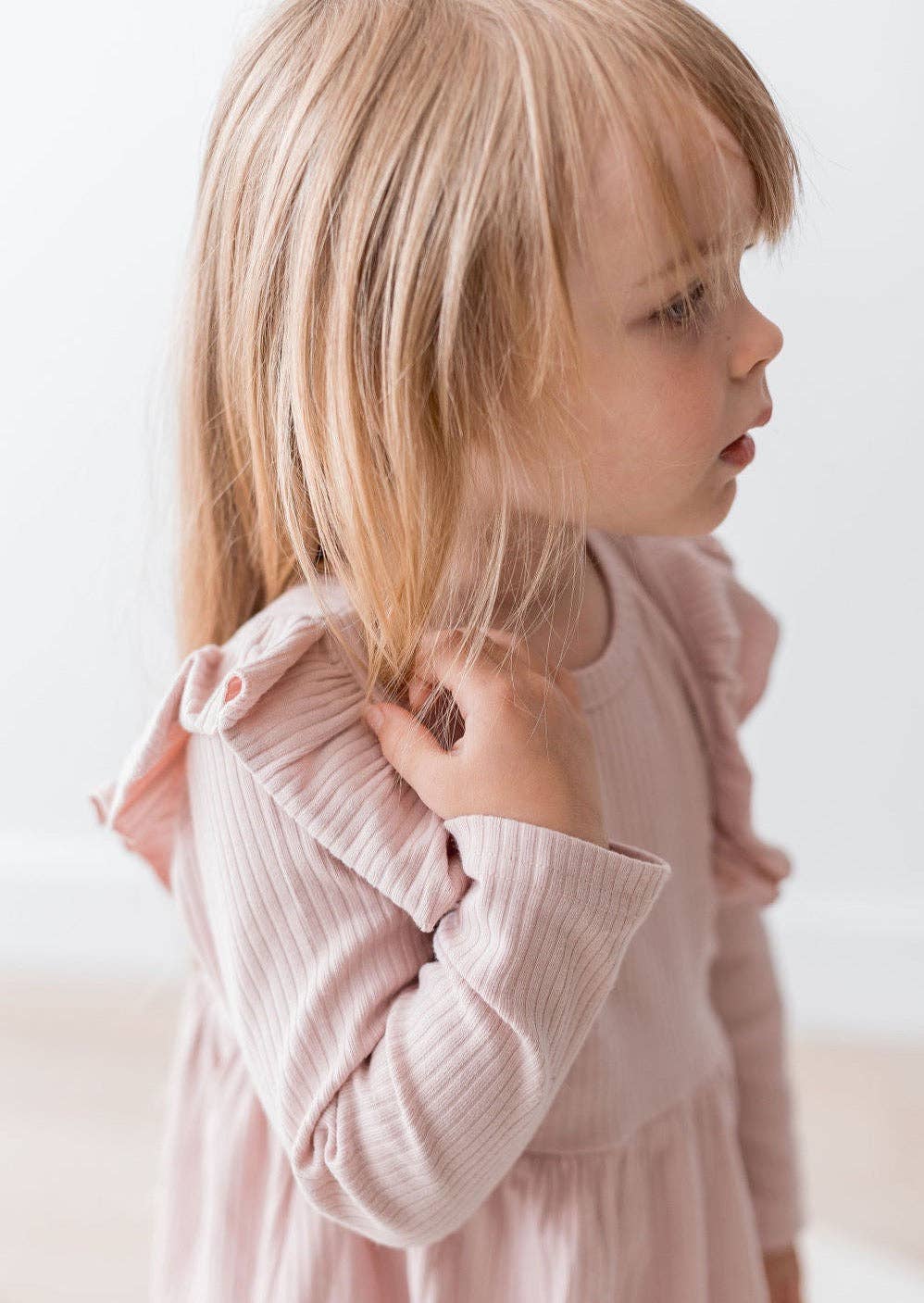 Ribbed Flutter Dress | Blush