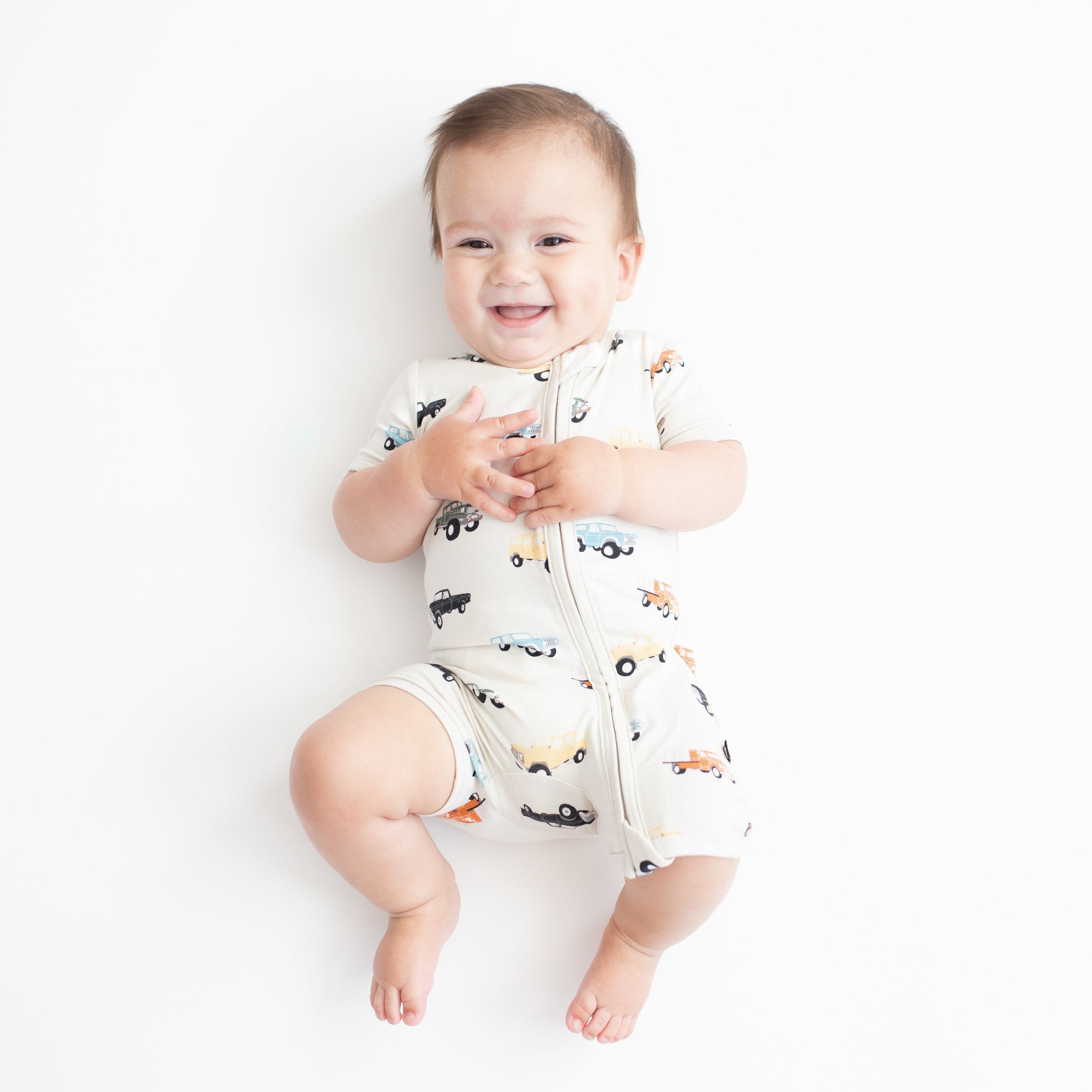 Zippered Shortall Romper Vintage Truck