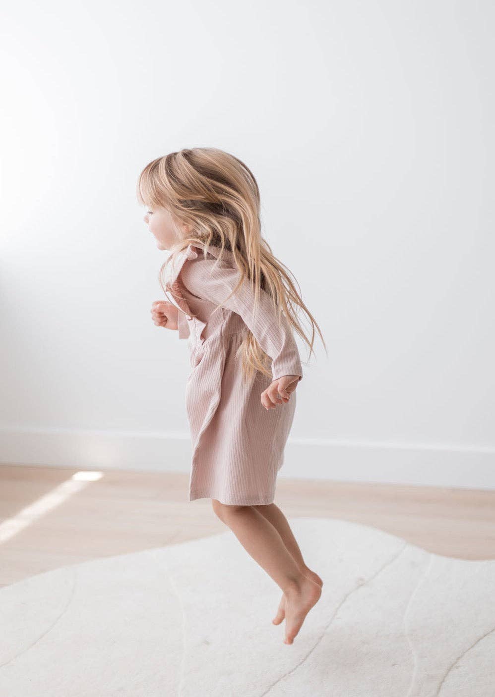 Ribbed Flutter Dress | Blush