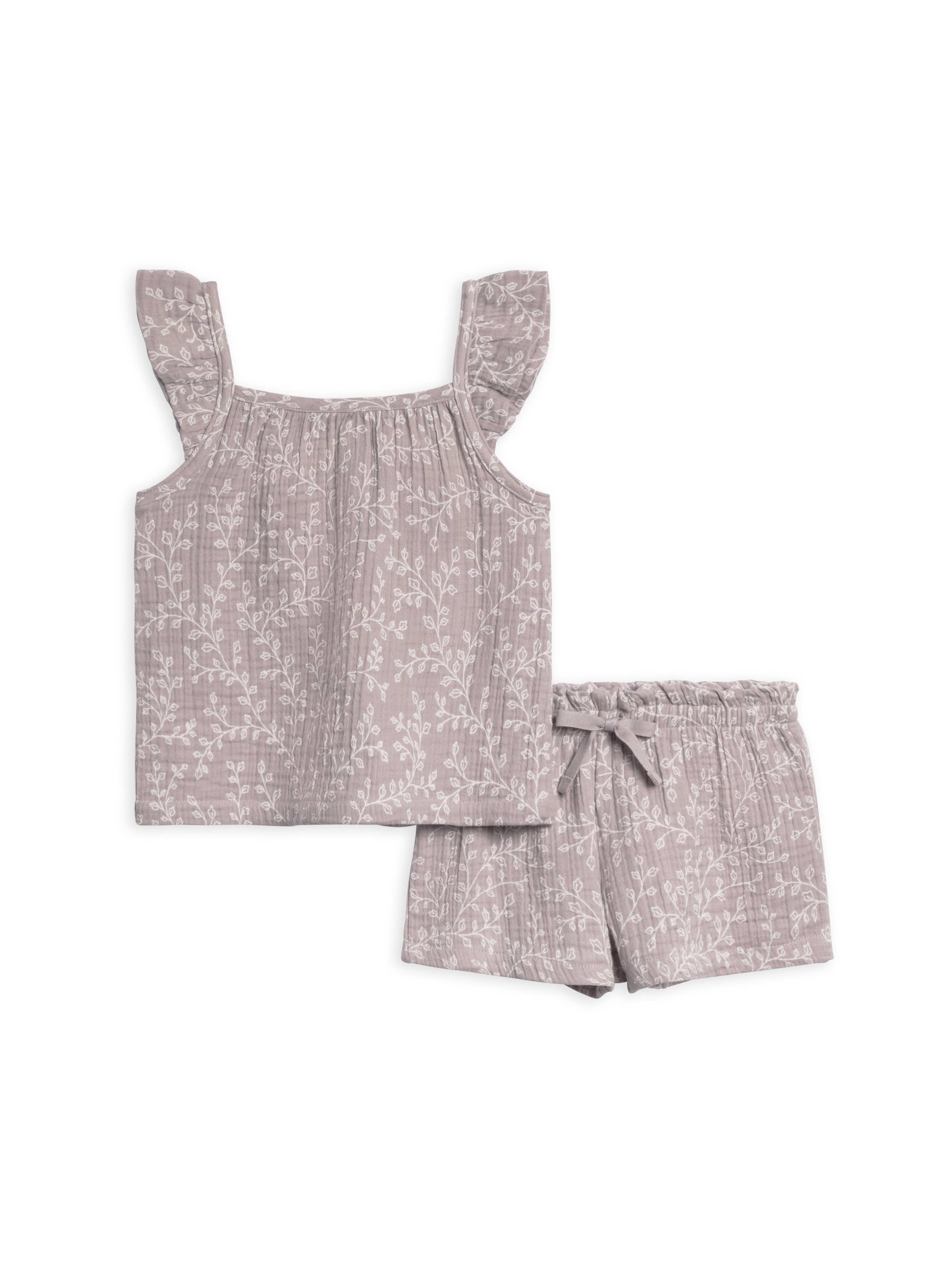 Organic Nora Muslin Tank & Short Set - Lucia Floral/Lilla