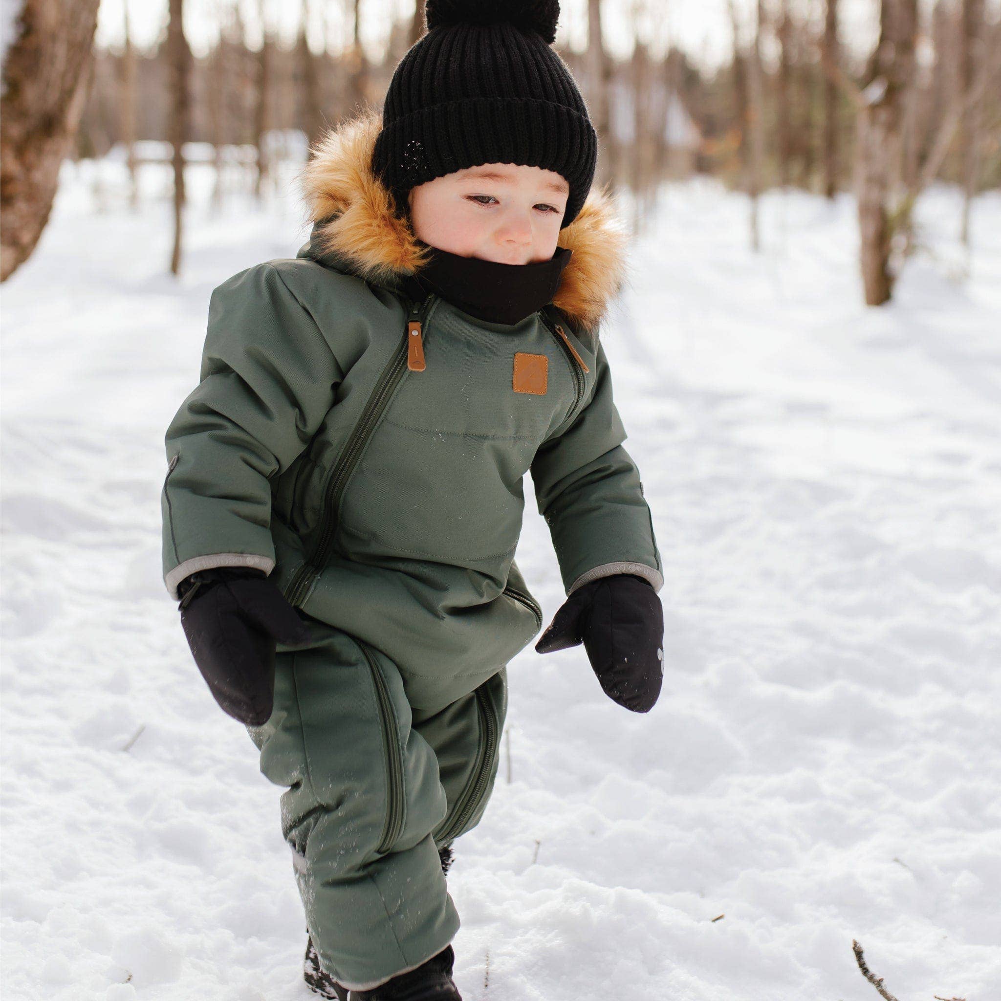 One piece baby snowsuit - Hunter textured: 6M