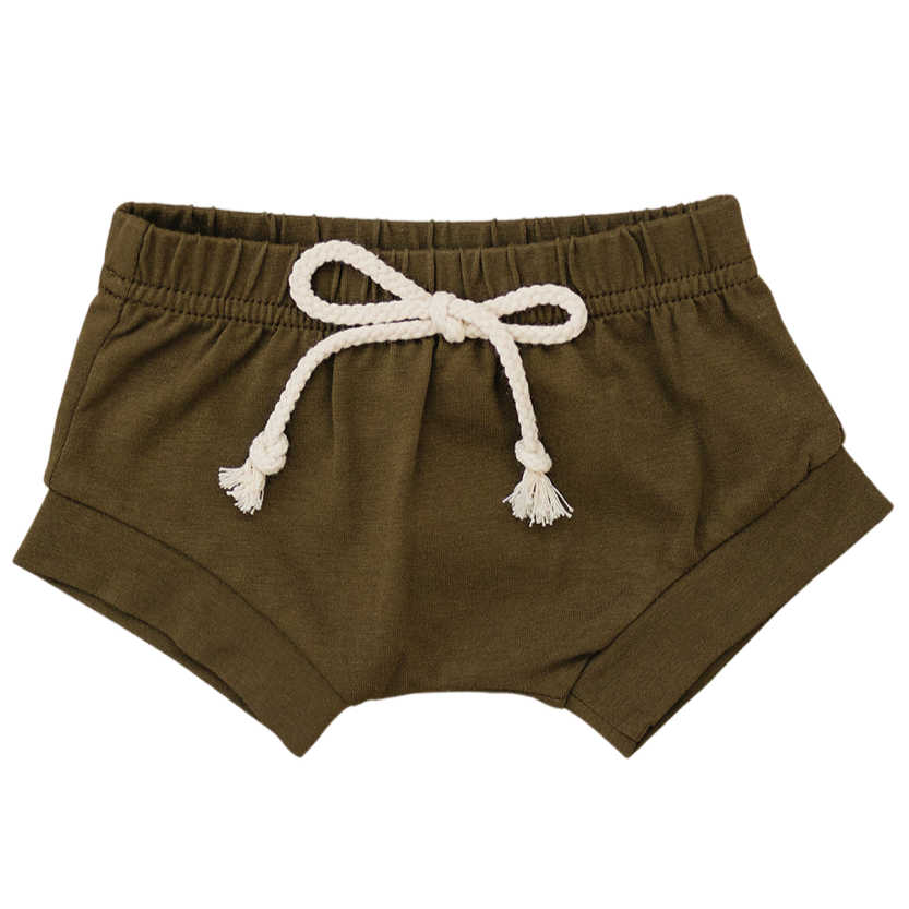 Olive Cotton Shorts