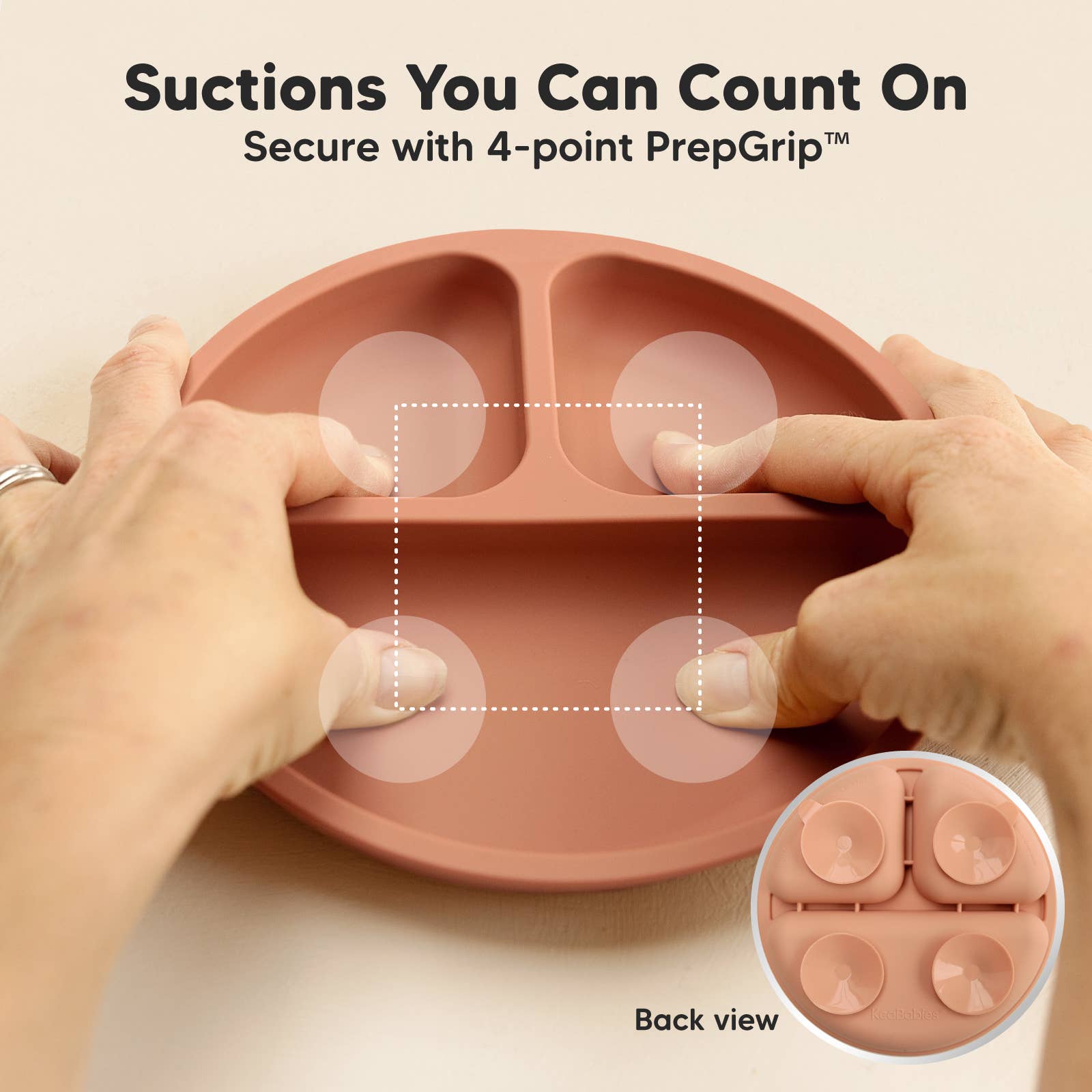 3-Pack Prep Suction Plates for Baby, BPA-Free Silicone Plate: Roseate