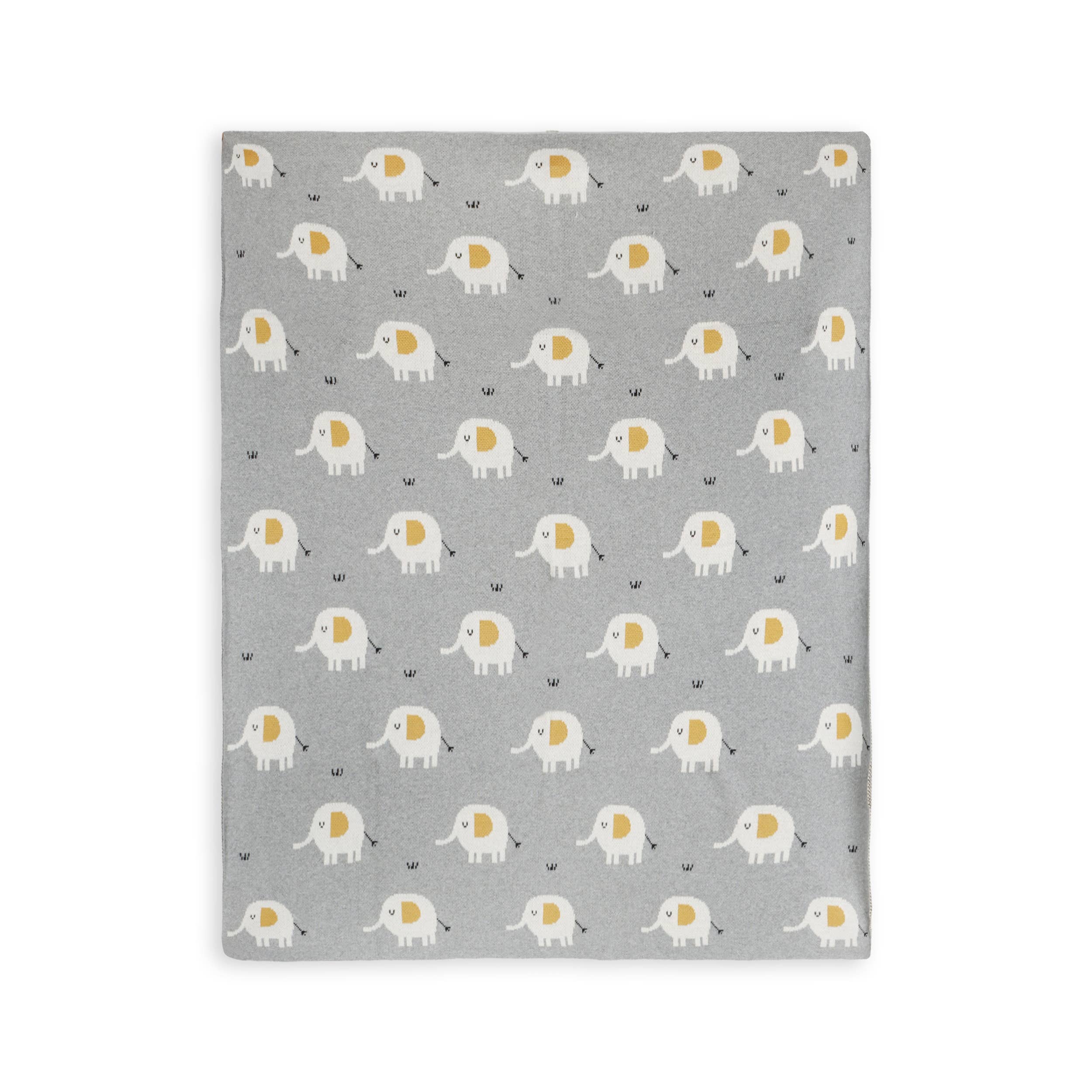 Elephant - Organic Cotton Jacquard Sweater Knit Baby Blanket: One Size