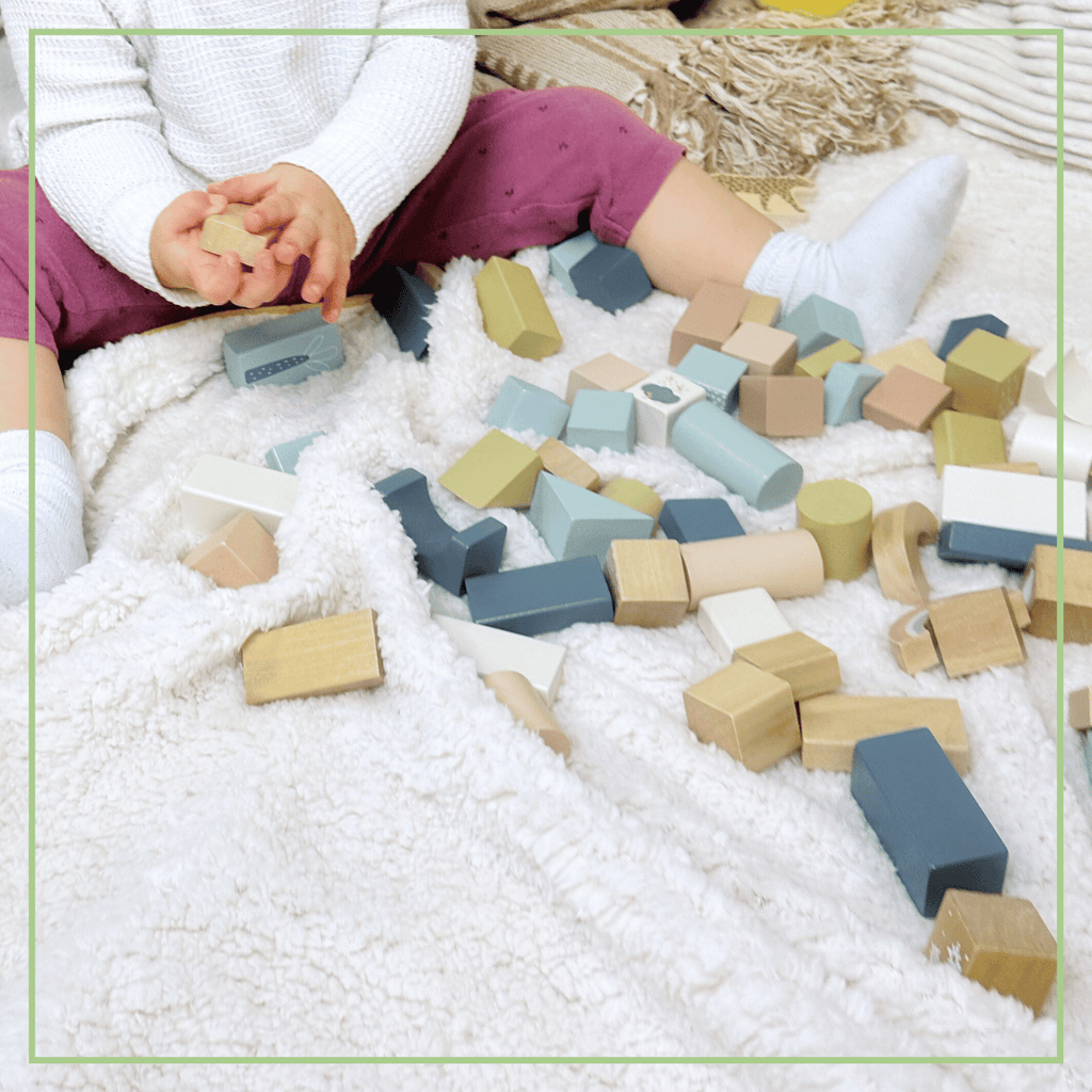 Wooden Building Blocks 70pc - Natural Wood Block Set Ages 2+