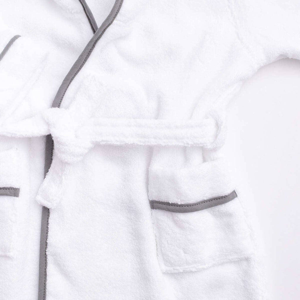 Terry Bathrobe_White + Grey: Unisex / White + Grey / 12-18m