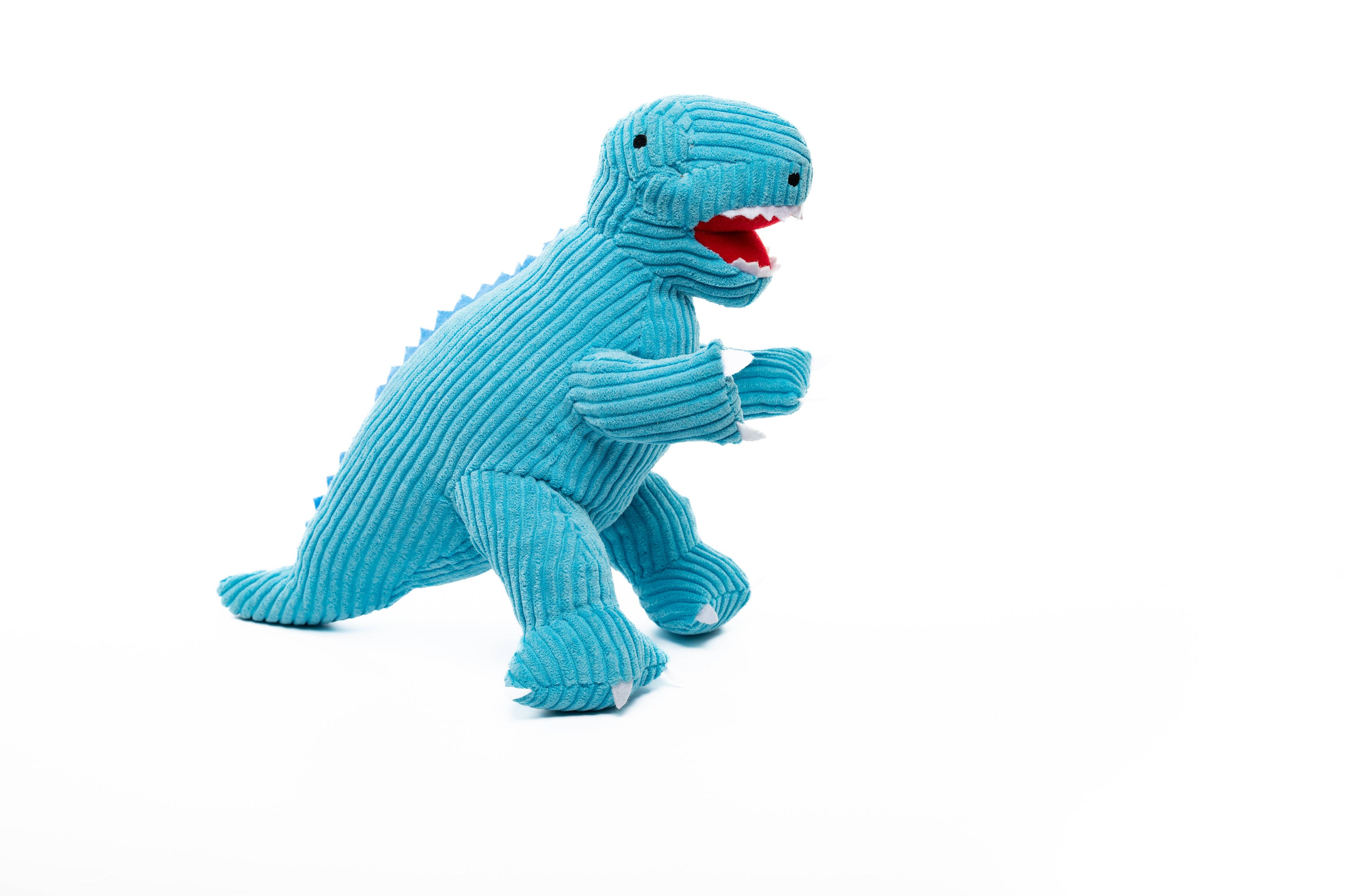 Corduroy T Rex Dinosaur Plush Toy in Ice Blue