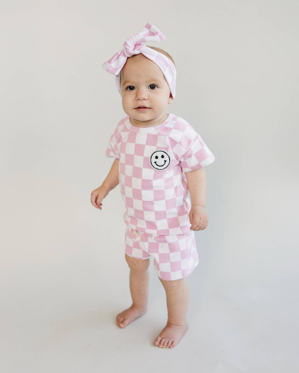 Ensemble short à carreaux rose