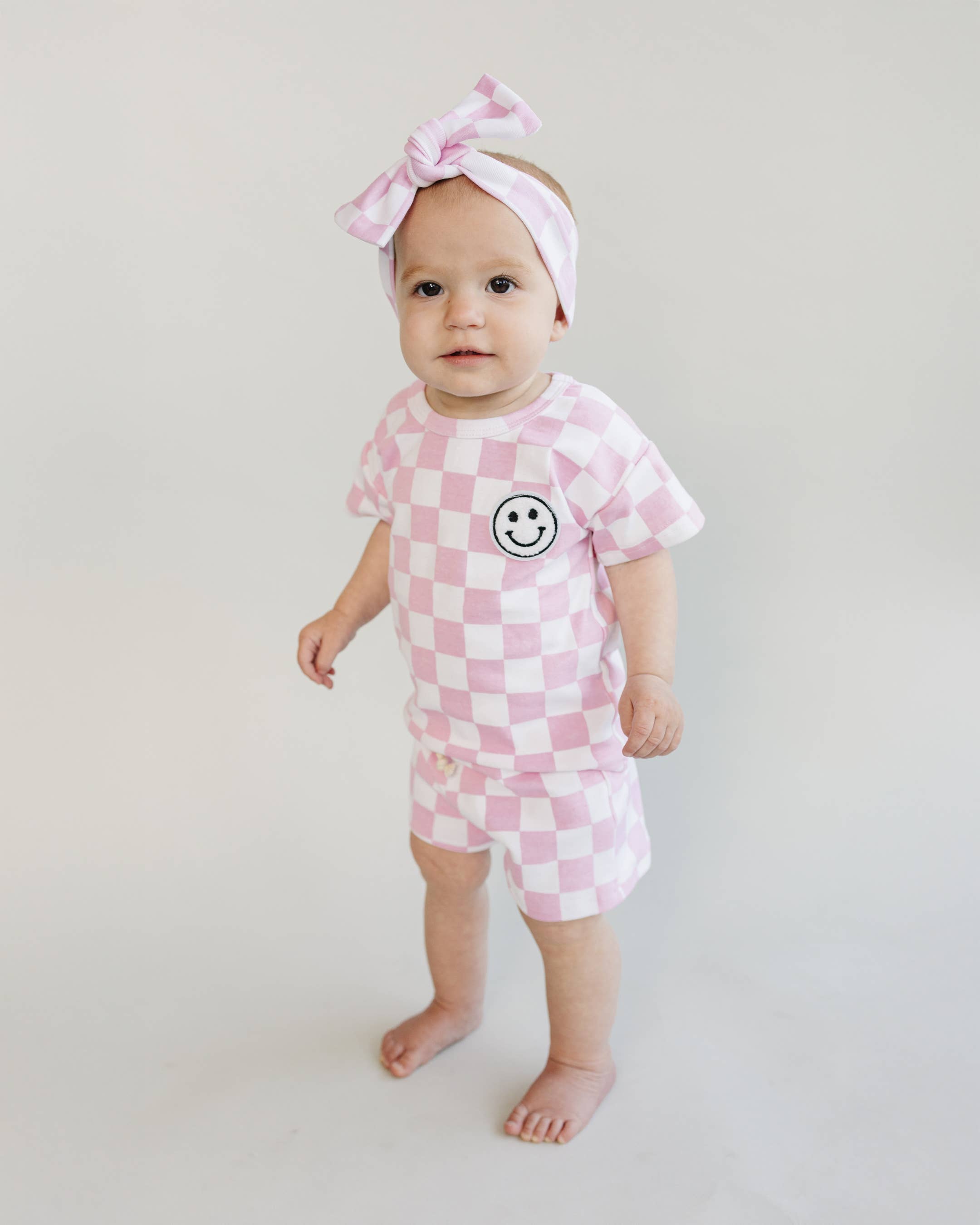 Ensemble short à carreaux rose