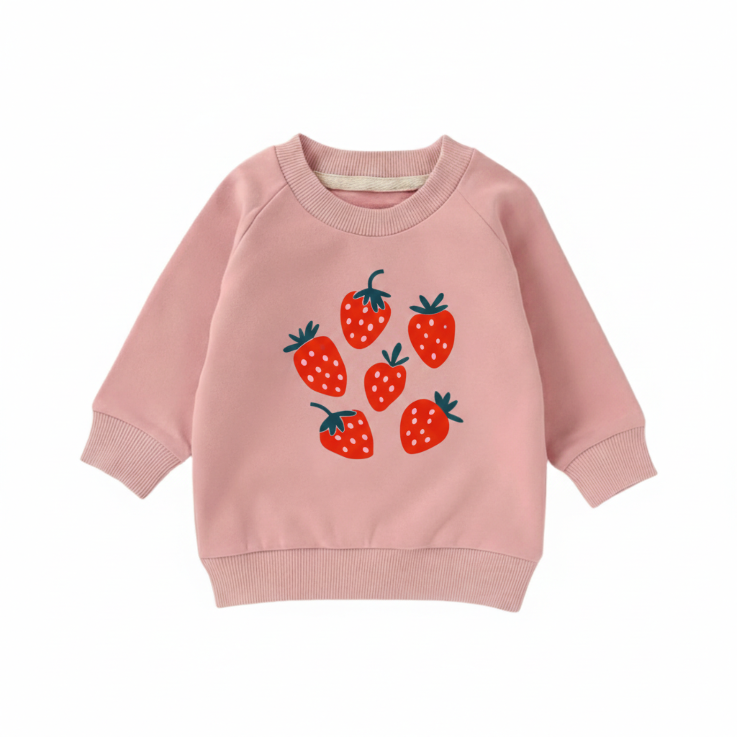Organic Cotton Sweatshirt - Strawberries: Pink