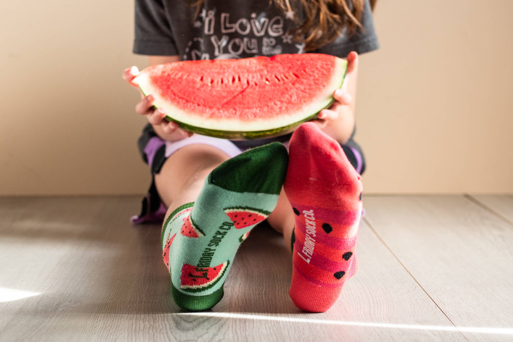 Kid's Watermelon Crew Socks - Playful Mismatch