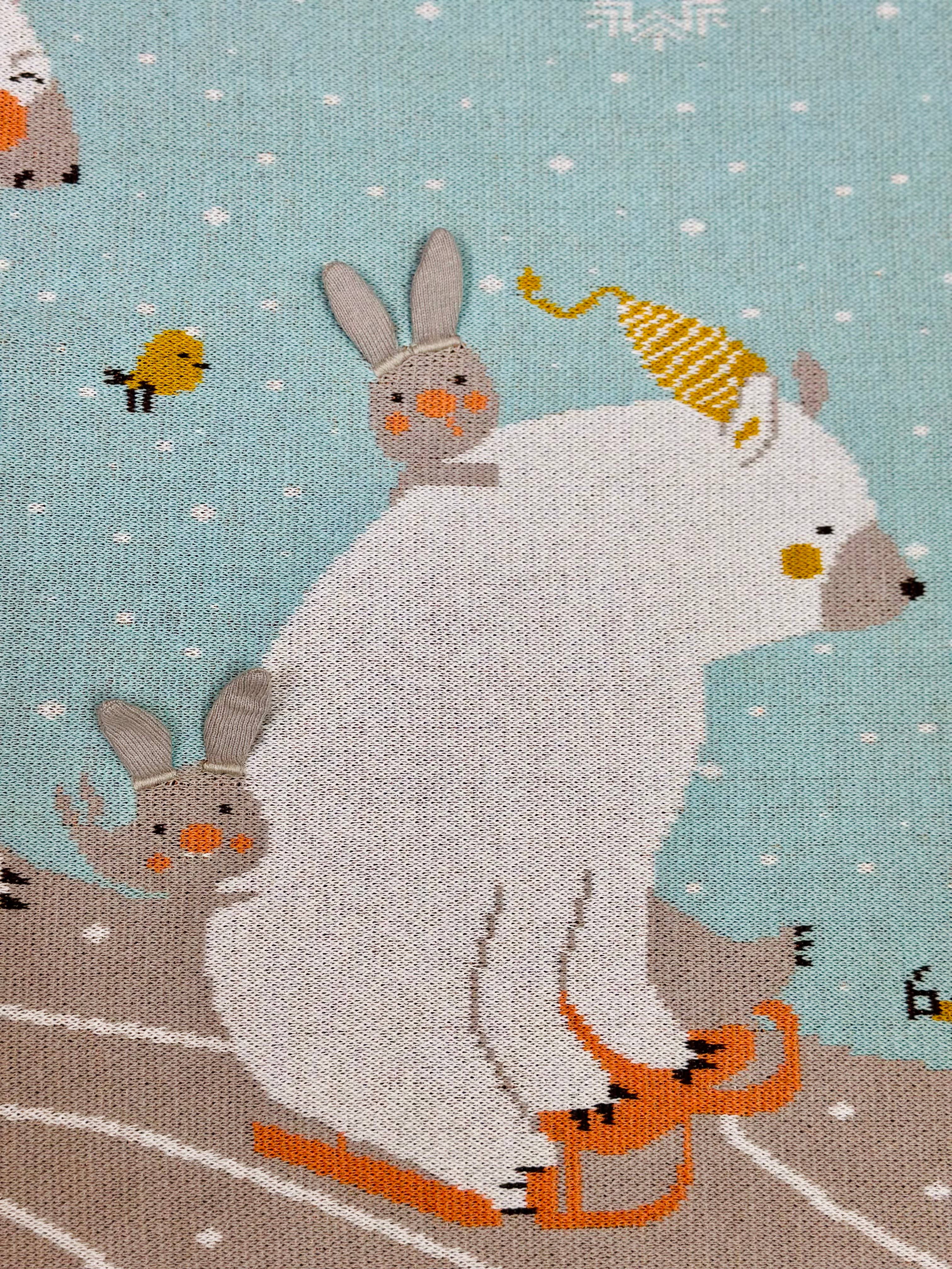 Polar Bear Ski 3D - Organic Jacquard Knit Baby Blanket