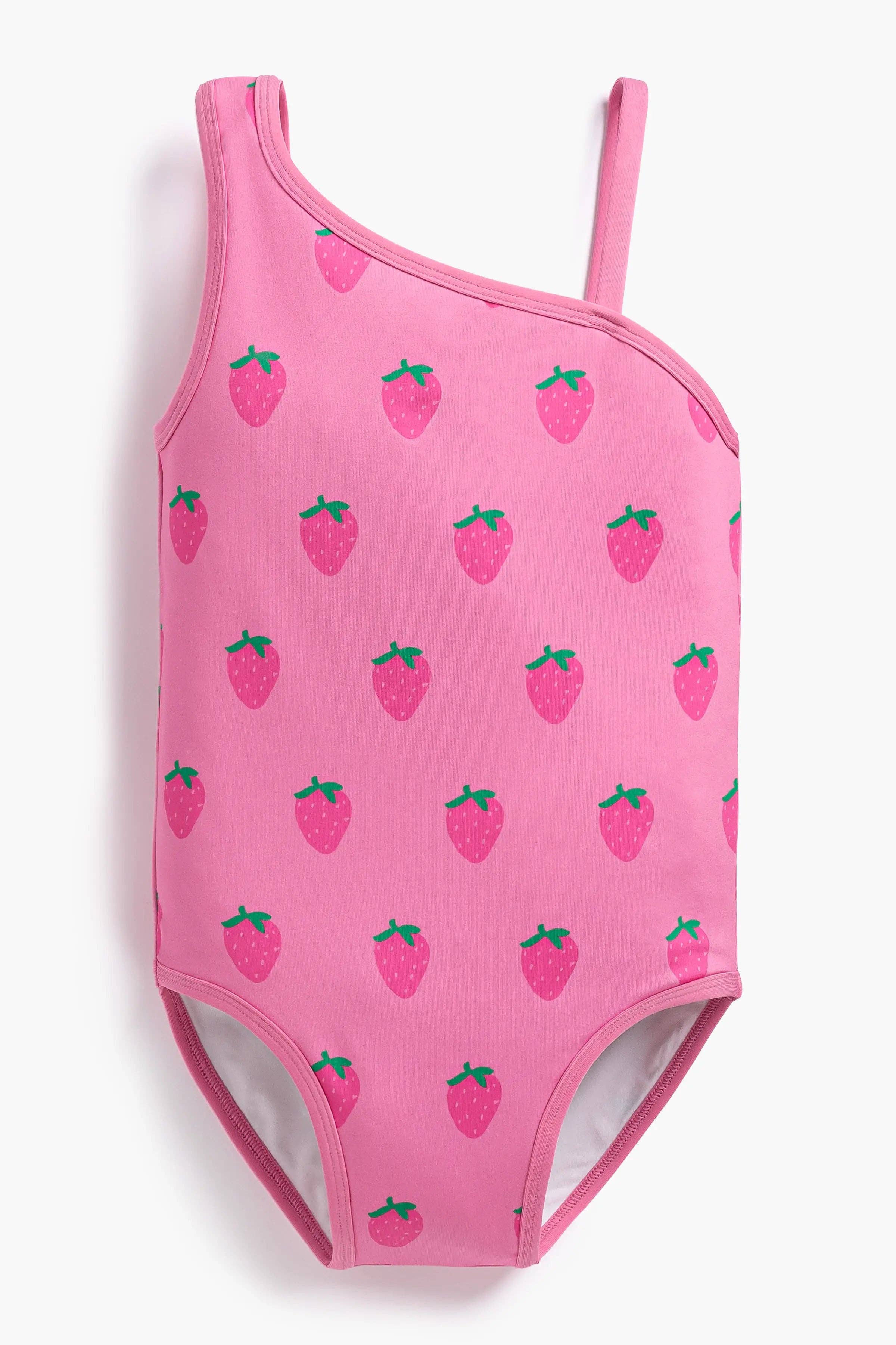 Kids One-Shoulder Swimsuit - Sweet Strawberries
