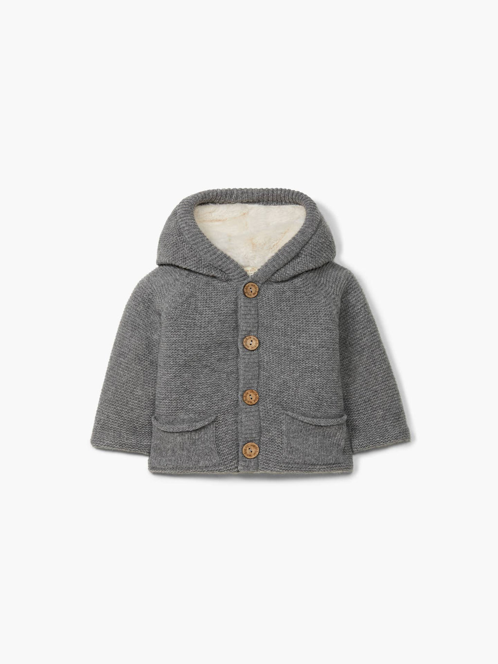 Baby Hooded cardigan knitted in merino wool | WINTER GLOW
