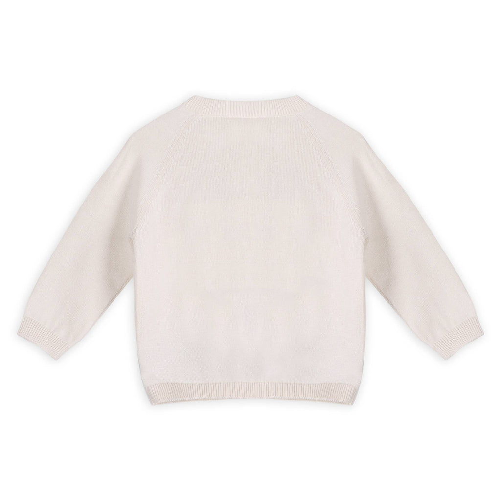 Dino Jacquard Baby Knit Pullover Organic Cotton: Natural