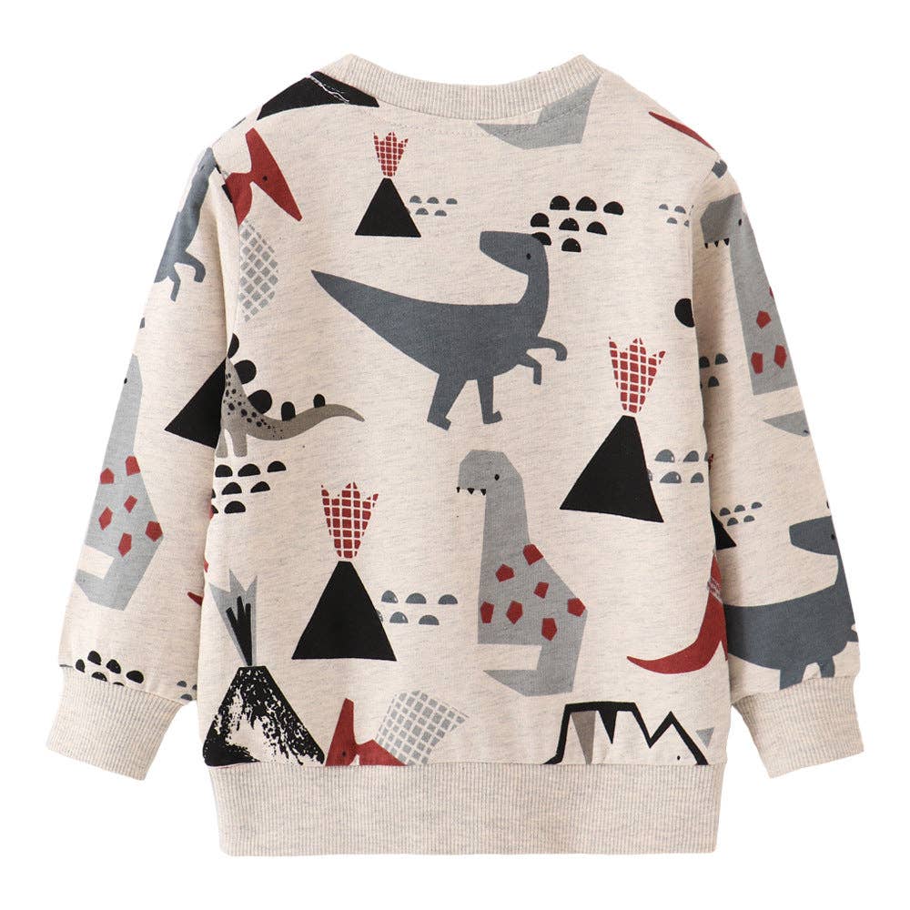 Dino Scene Cotton Pullover Sweatshirt
