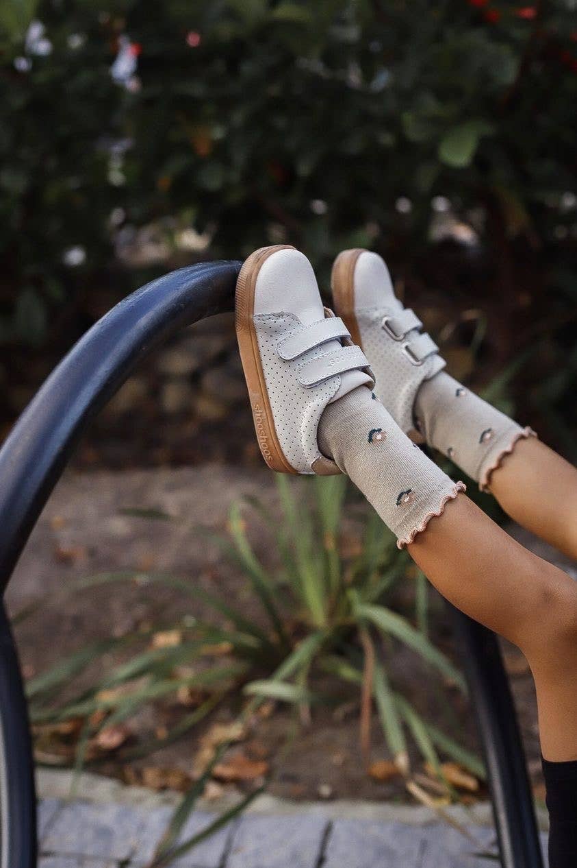 SQUAREBRIDGE - SHOOSHOOS TODDLER KIDS LEATHER SNEAKER: CREAM