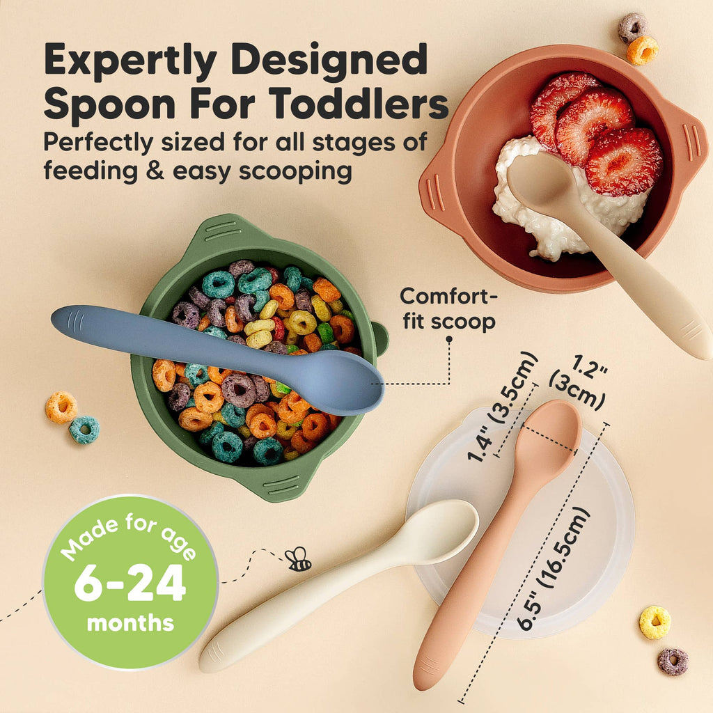 3-Pack Prep Silicone Baby Spoons for Toddlers 6-24 months: Slate