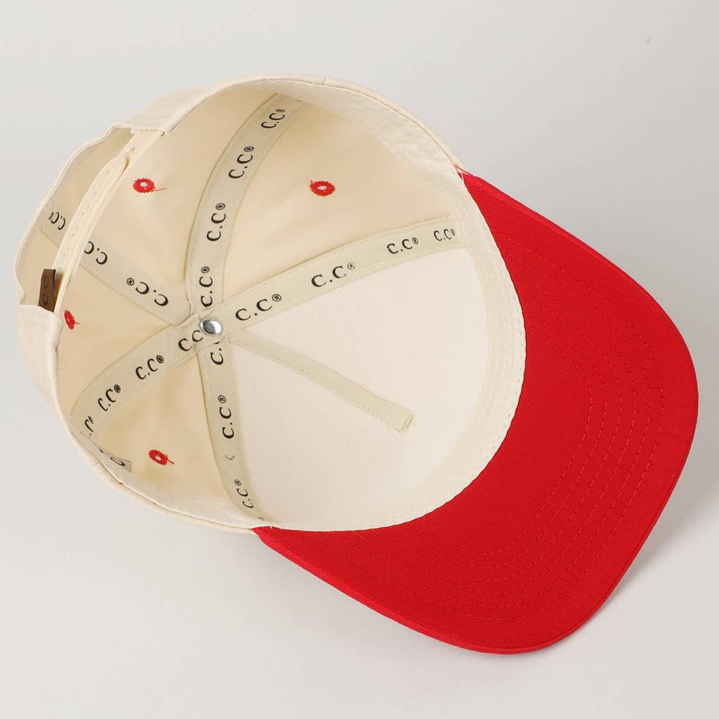 Kids Plain Two Tone Canvas Cotton Baseball Cap : HOT PINK / ONE SIZE