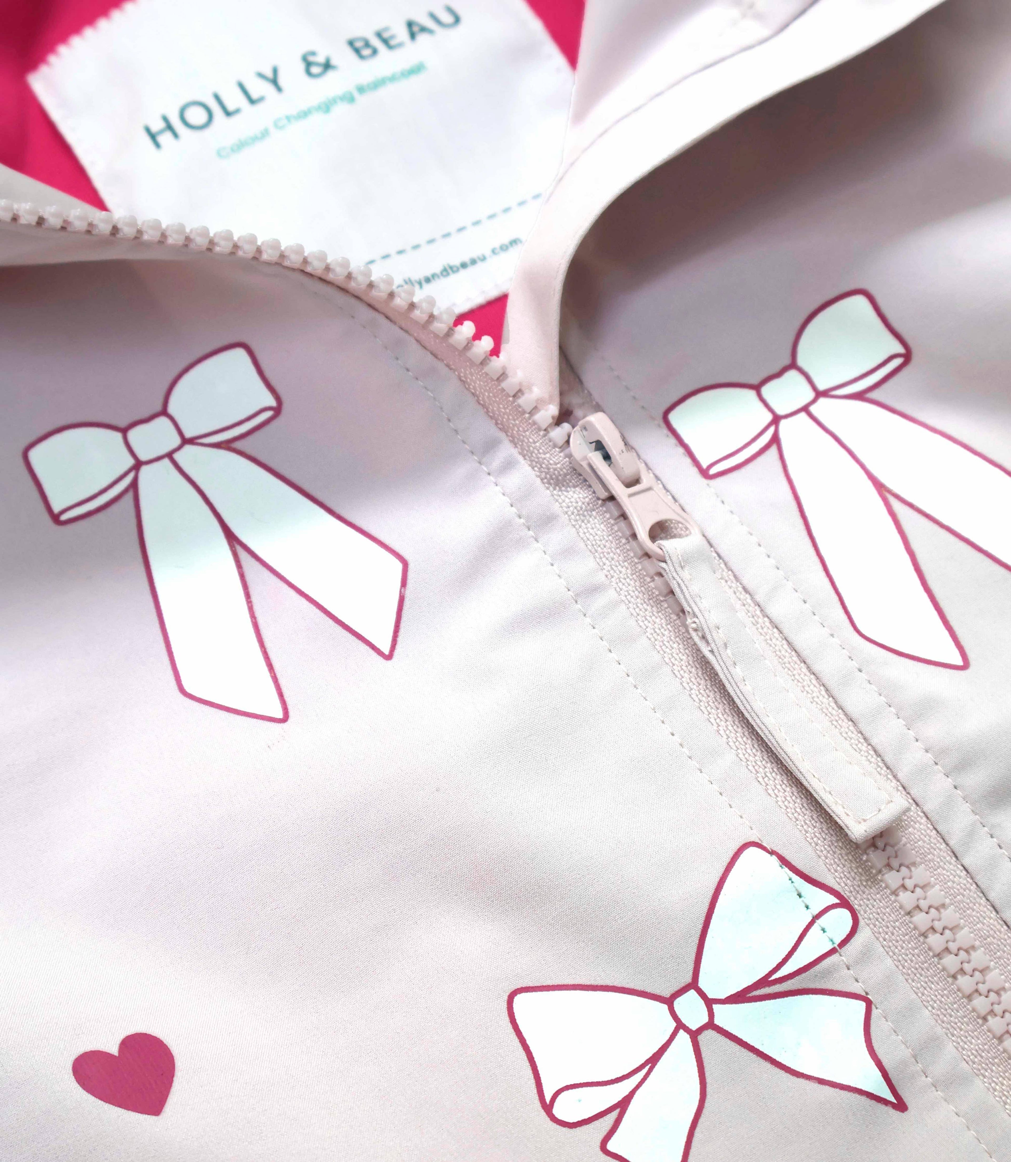 Hearts & Bows Color Changing Kids Raincoat
