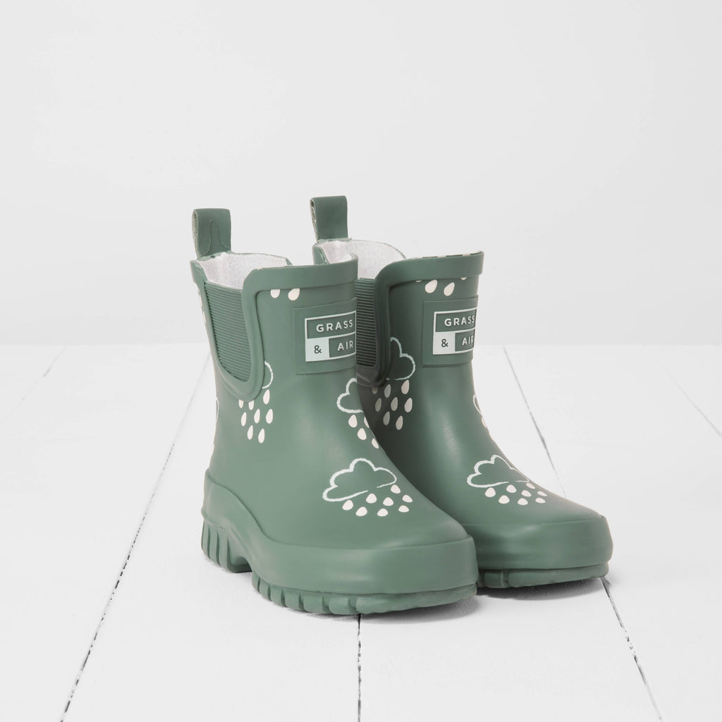 COLOUR CHANGING Kids Shortie Rainboots Army Green