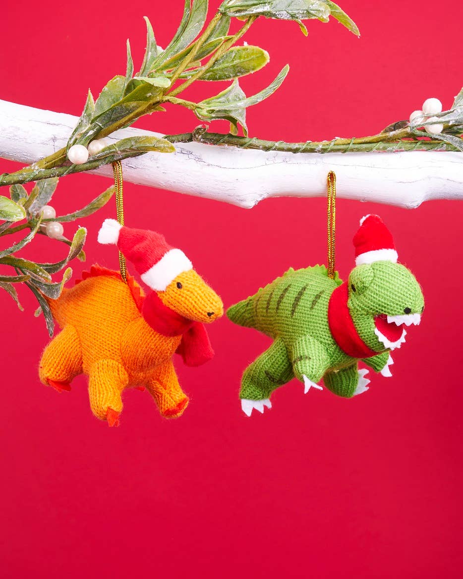 Knitted Diplodocus Dinosaur Christmas Hanging Decoration