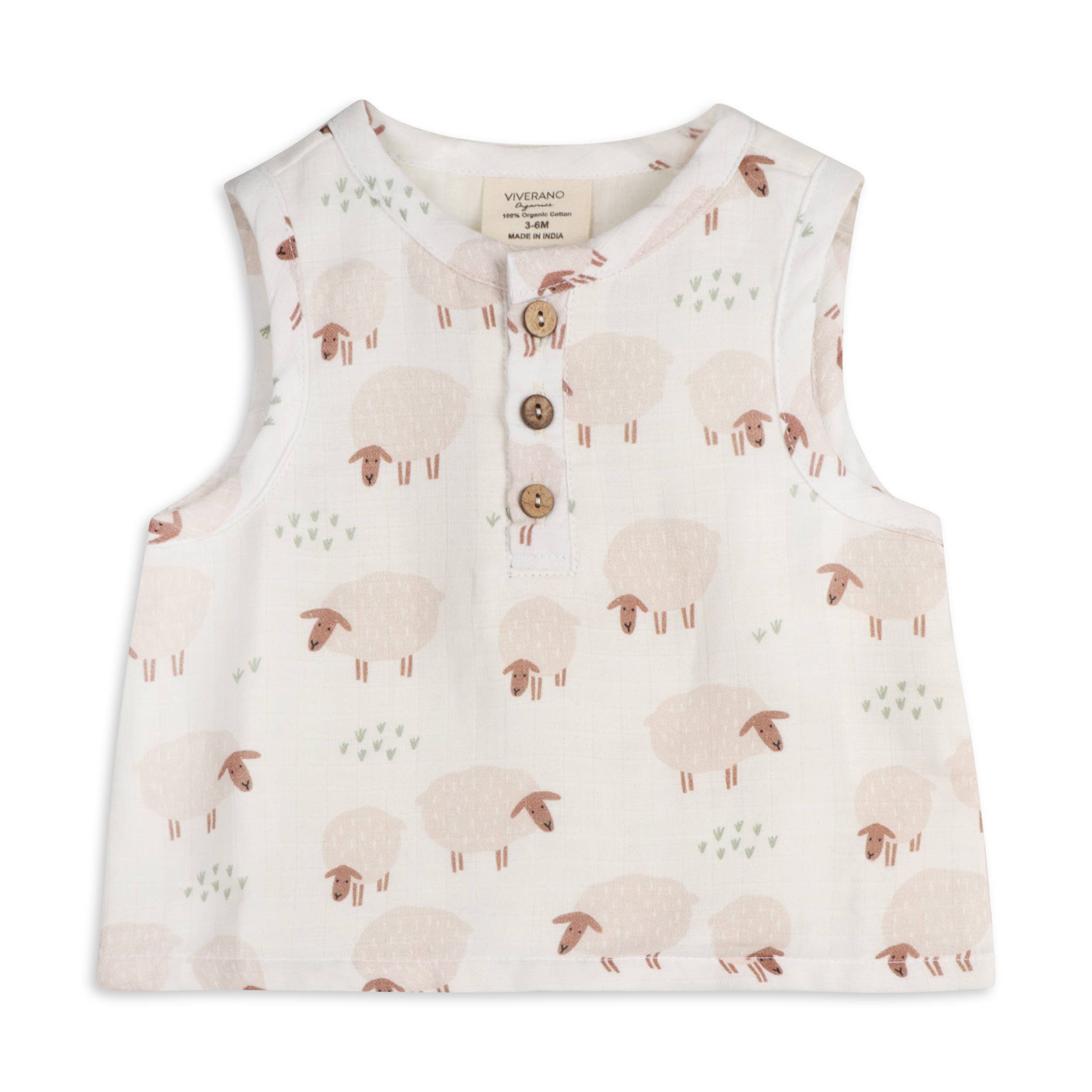 Sheep Baby Top & Bottom Organic Muslin