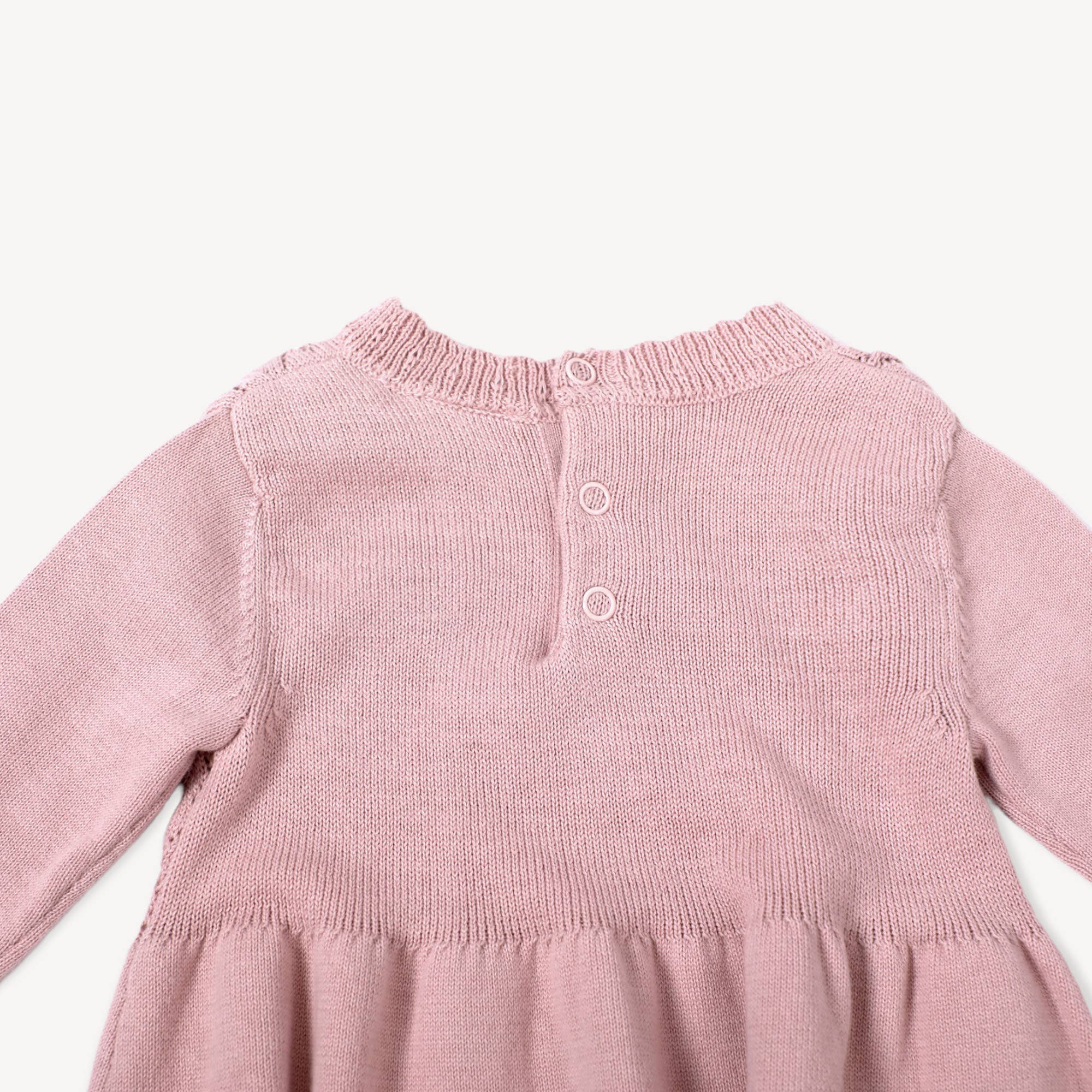 Milan Pointelle Sweater Knit Baby dess (Organic Cotton): Mauve Pink / 6-12 Month