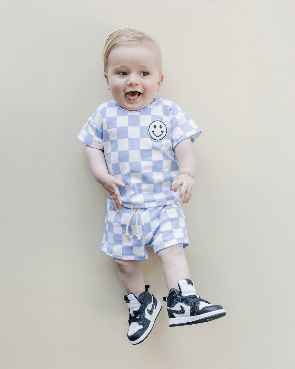 Blue Checkered Shorts Set