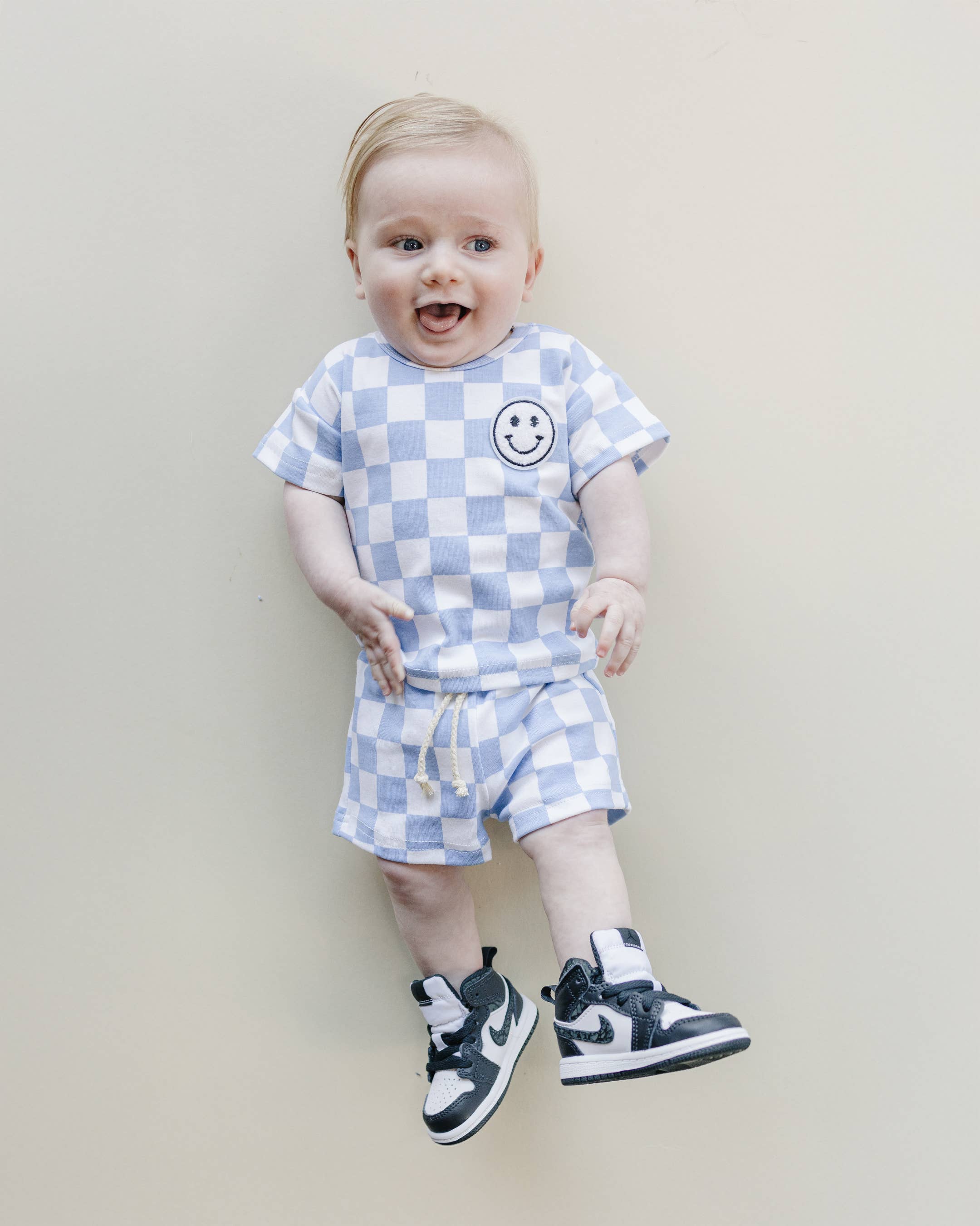 Blue Checkered Shorts Set
