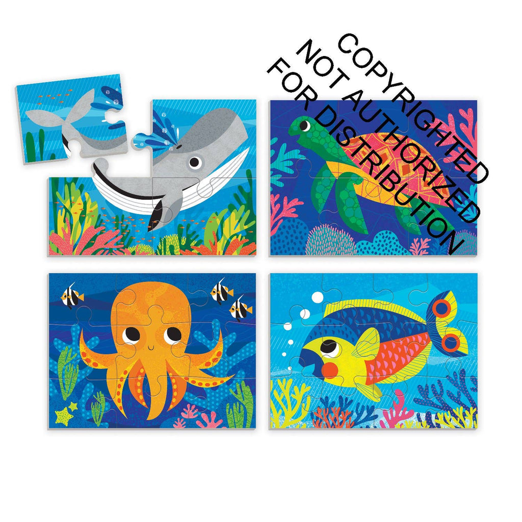 Ocean Friends 4-in-a-Box Puzzle Set