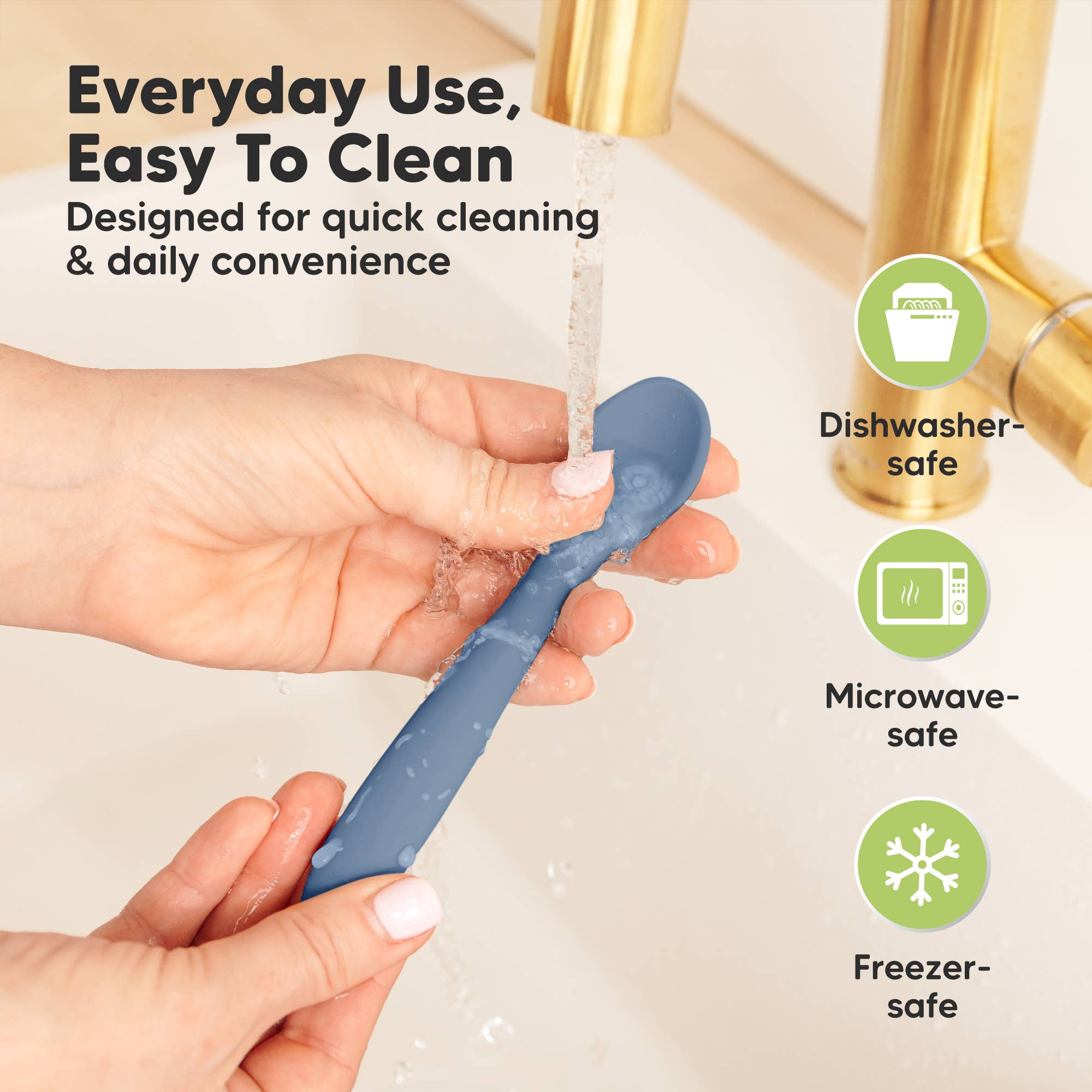 3-Pack Prep Silicone Baby Spoons for Toddlers 6-24 months: Slate