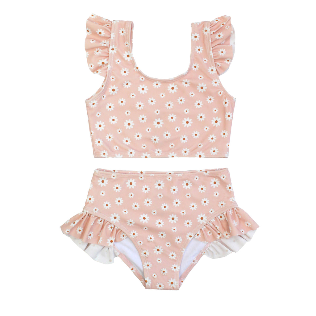 Pink Daisy Flutter Bikini Girls Swimsuit