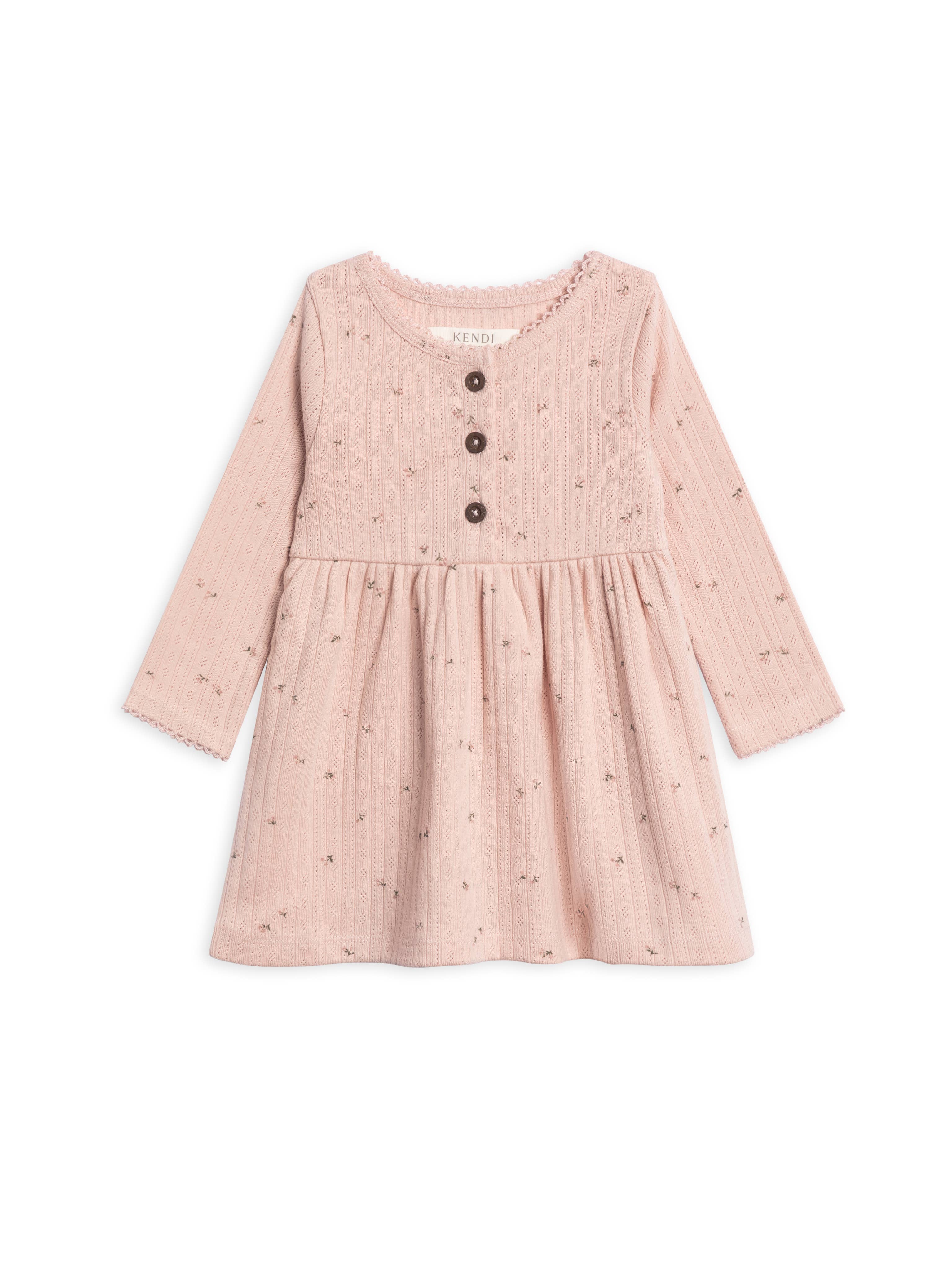 Bryn Brushed Back Pointelle Henley Dress: Haran Floral