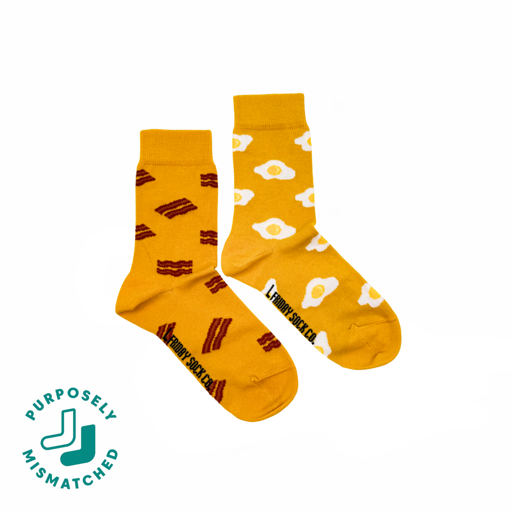 Kid's Bacon & Eggs Yellow Crew Socks