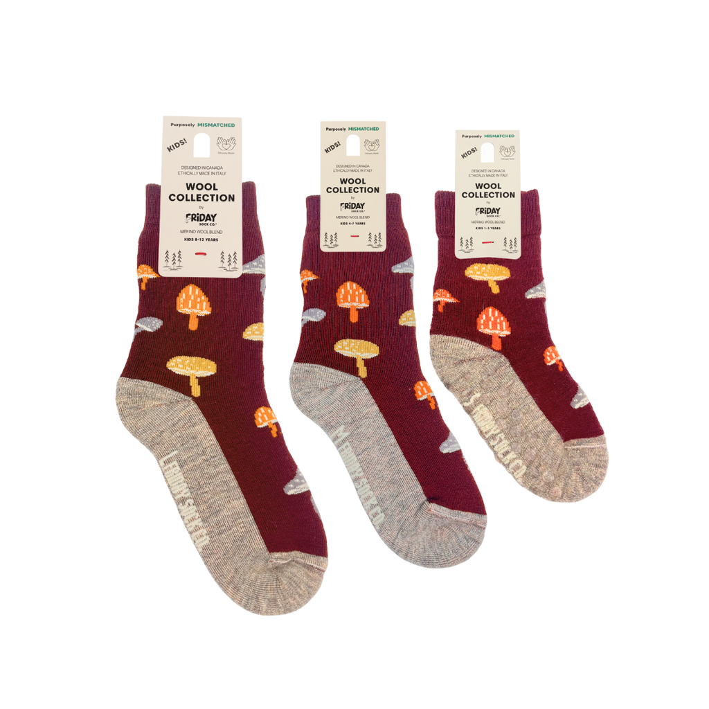 Kid's Mushroom Merino Crew Socks - Premium Made in Italy
