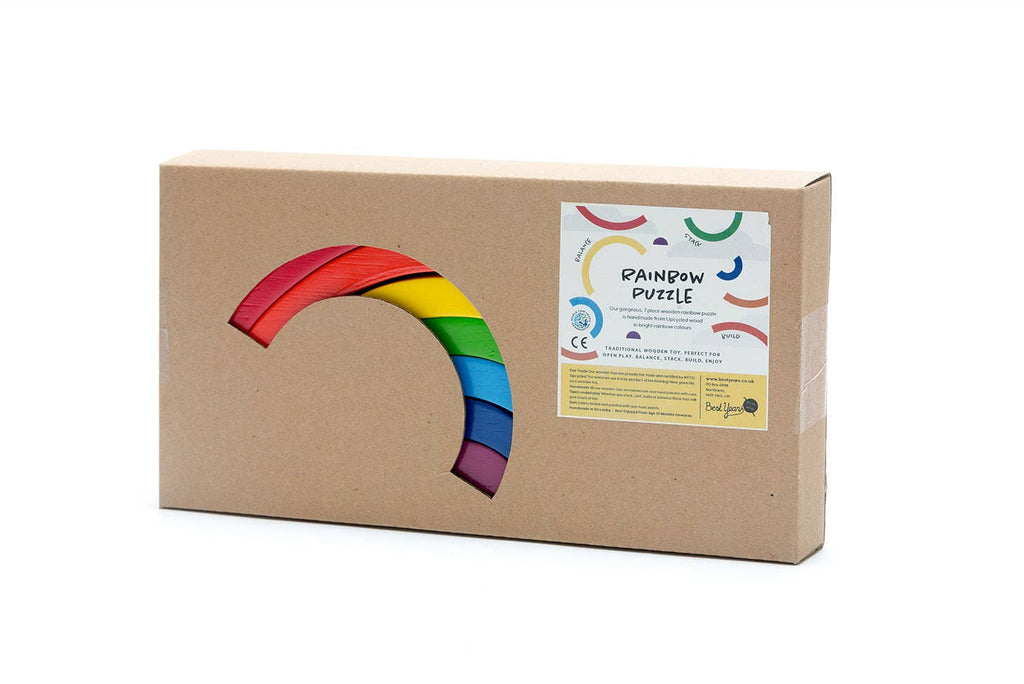 Wooden Rainbow Toy, Fair Trade & Handmade in bright colours