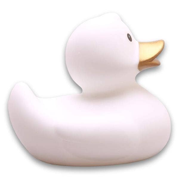 White bath duck with golden beak - rubber duck