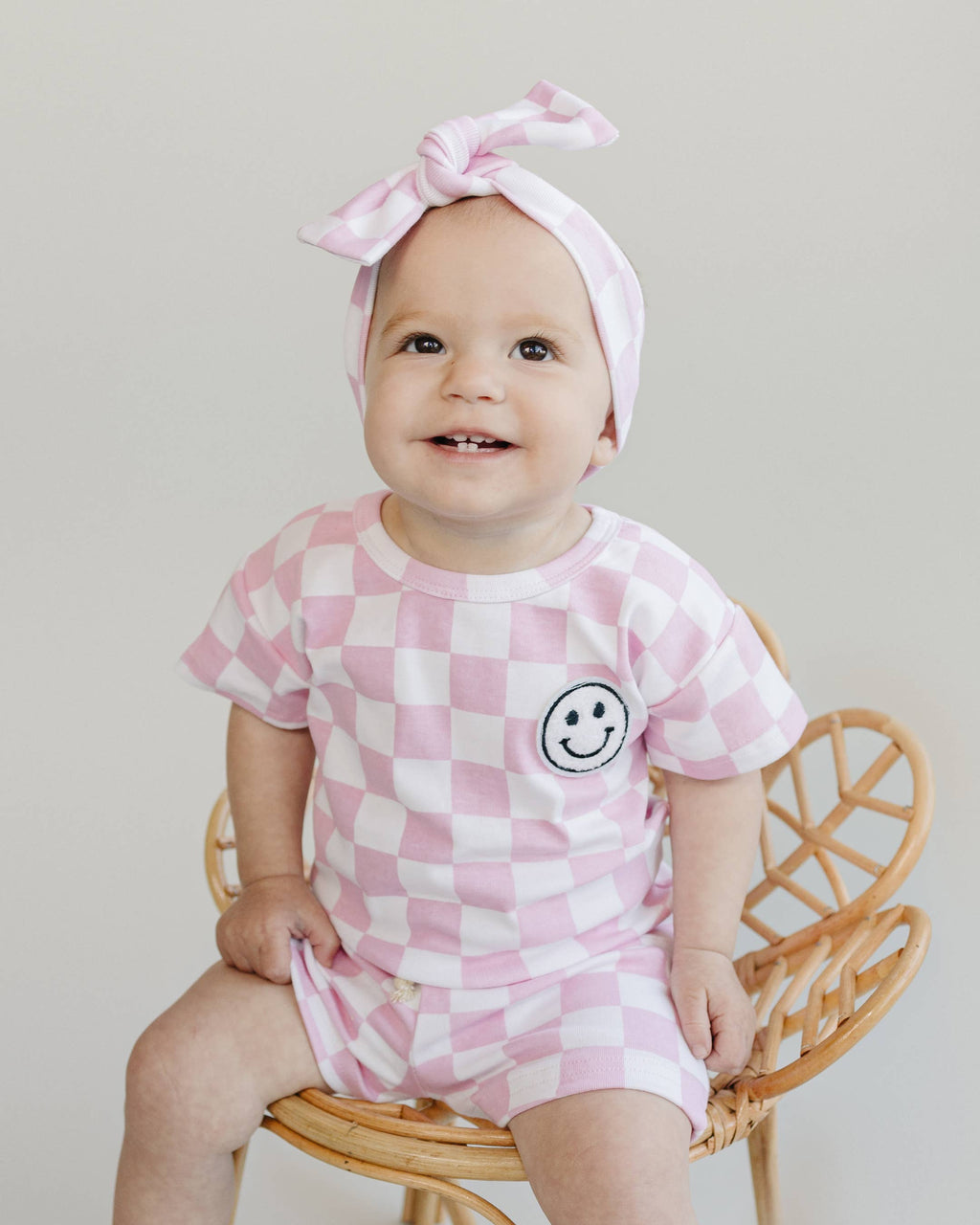 Ensemble short à carreaux rose
