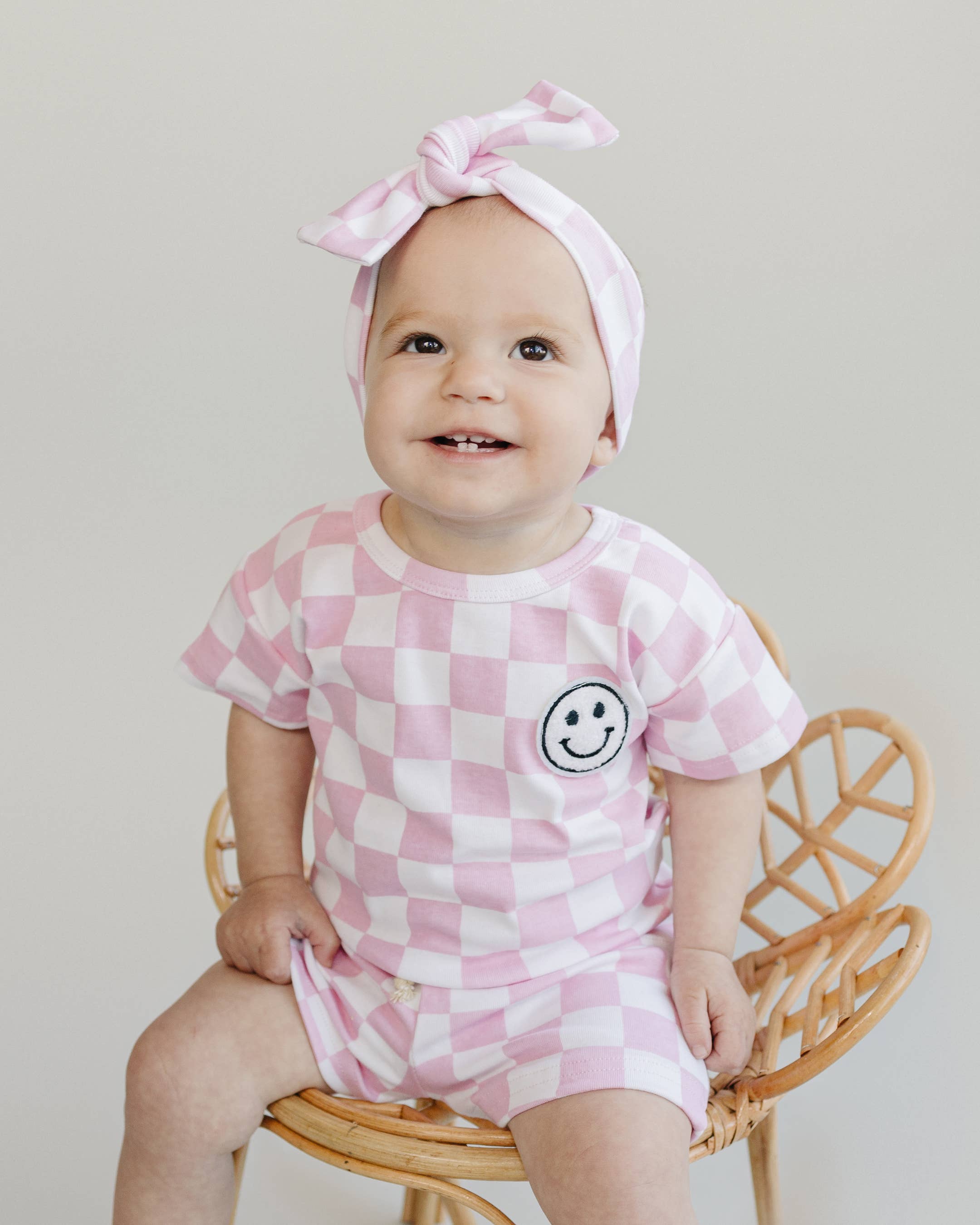 Checkered Shorts Set Pink