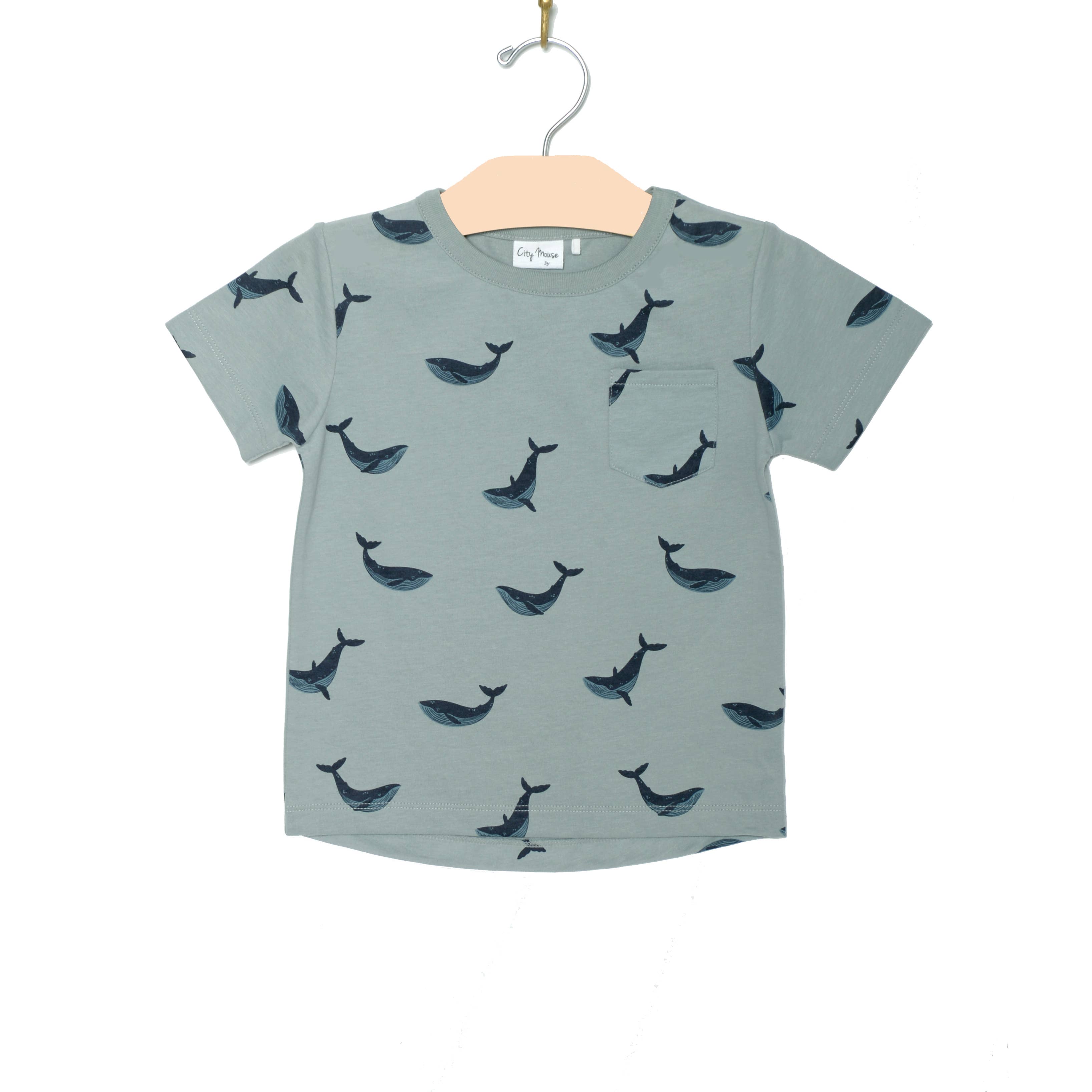Spring and Summer Pocket Tee - Blue Whales